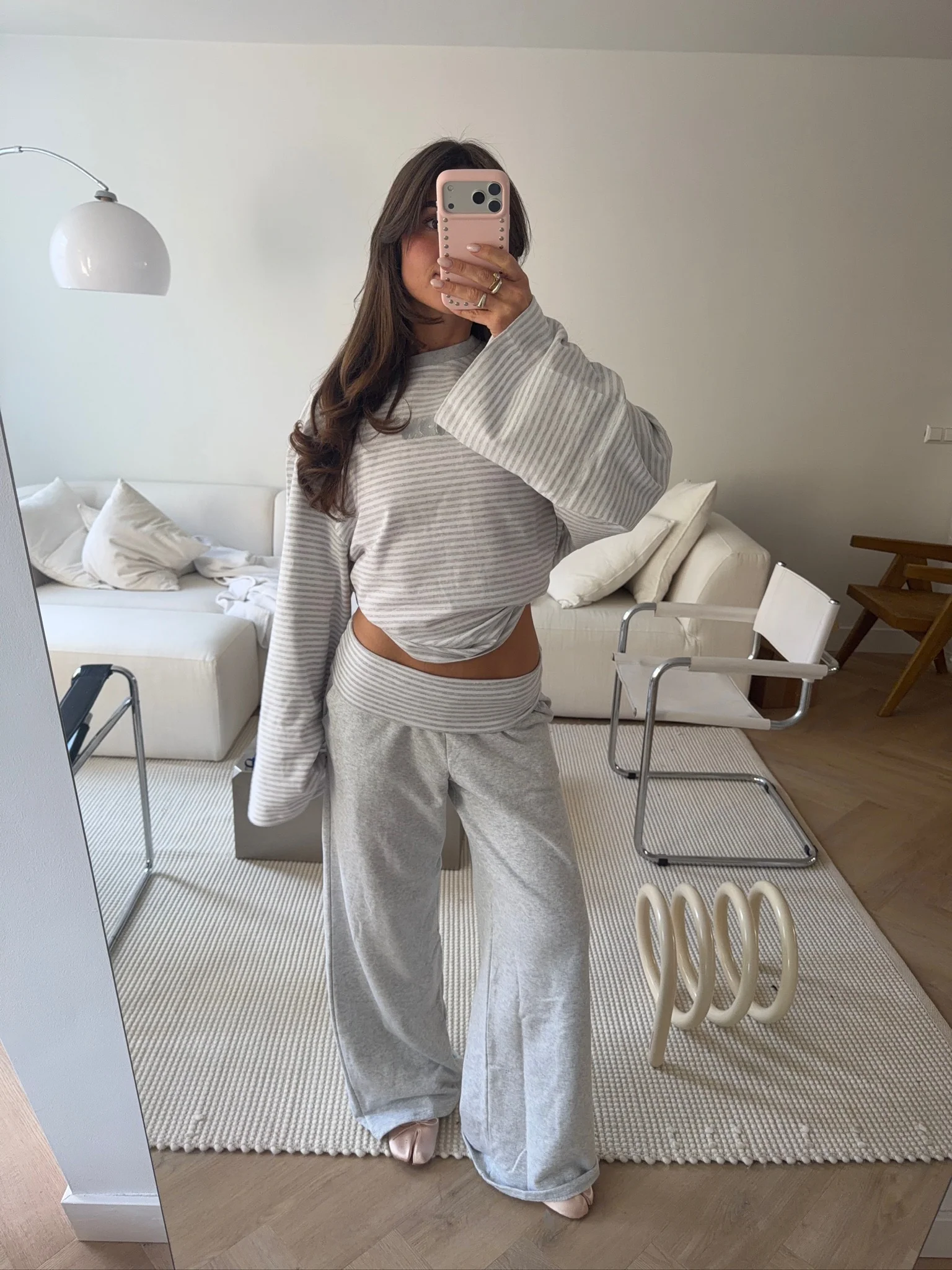 foldover pants grey melange stripes - Image 8