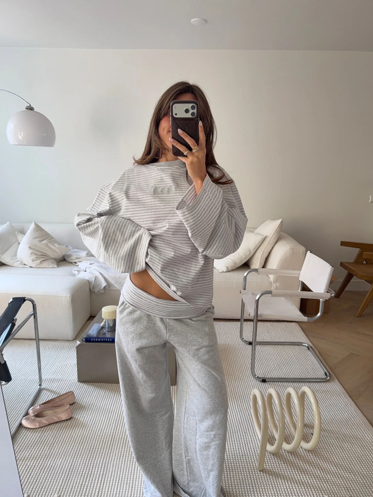 oversized longsleeve long grey melange stripes - Image 4