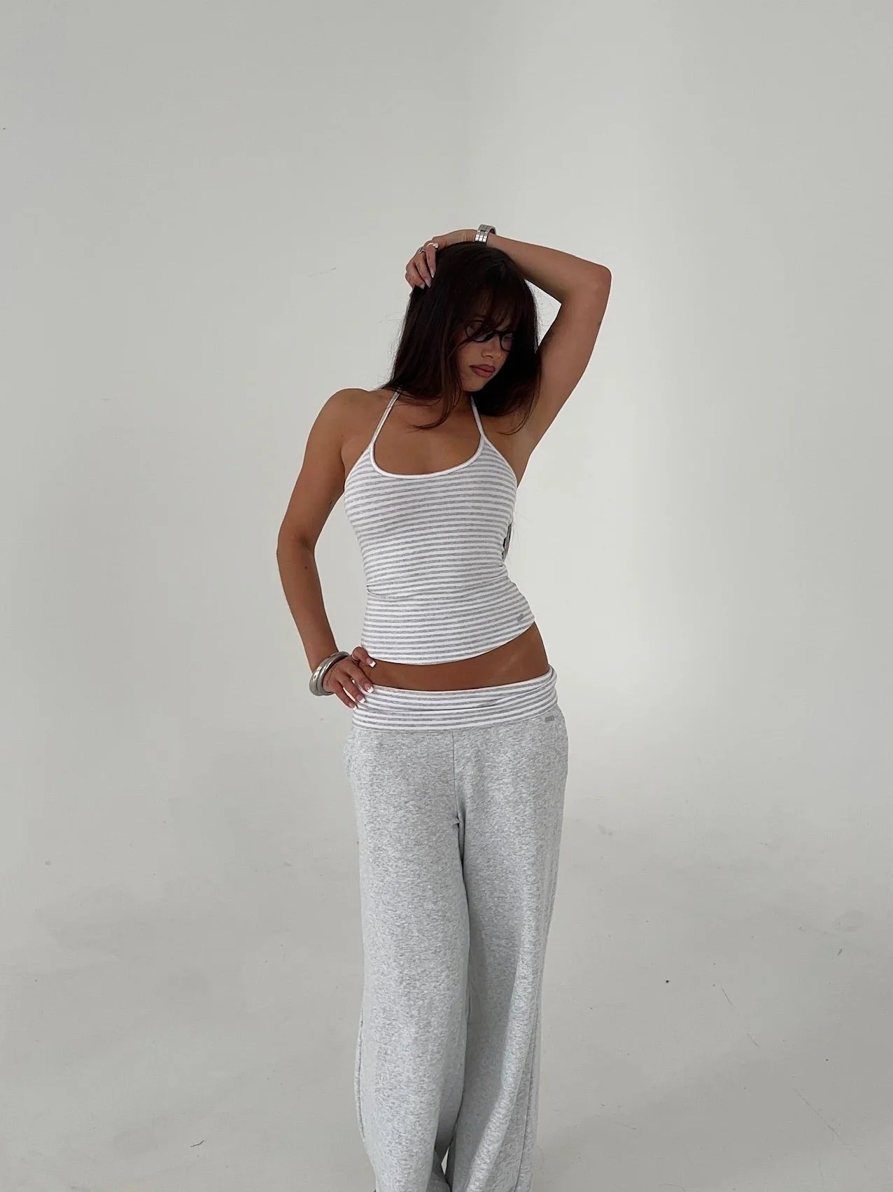 neckholder top grey melange stripes - Image 5