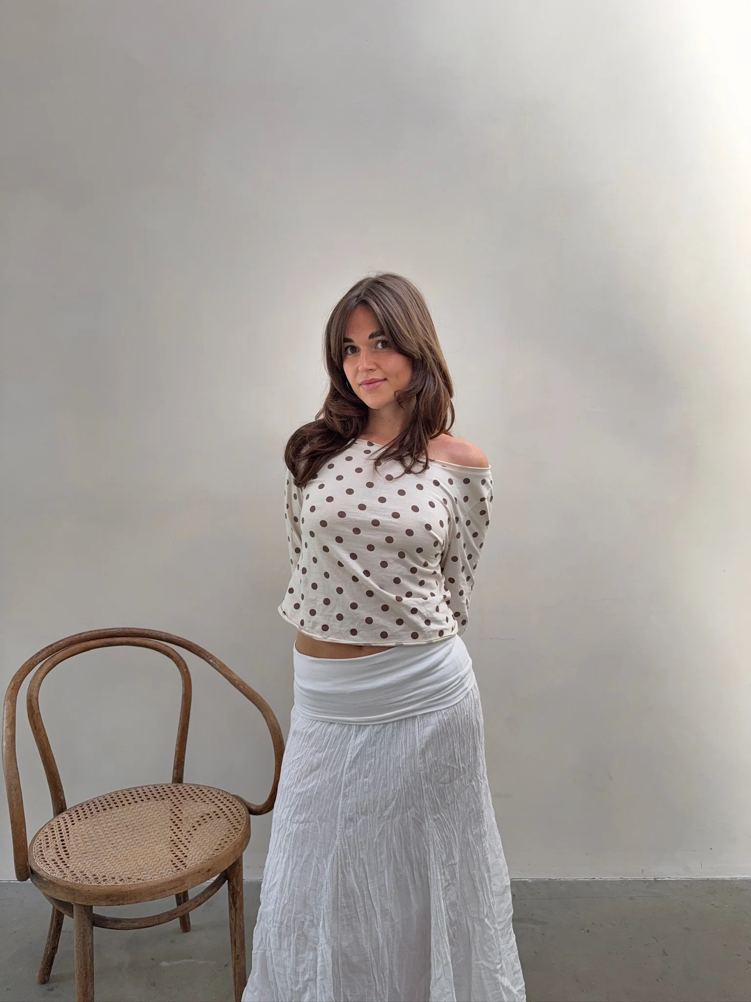 offshoulder longsleeve polka dots - Image 7