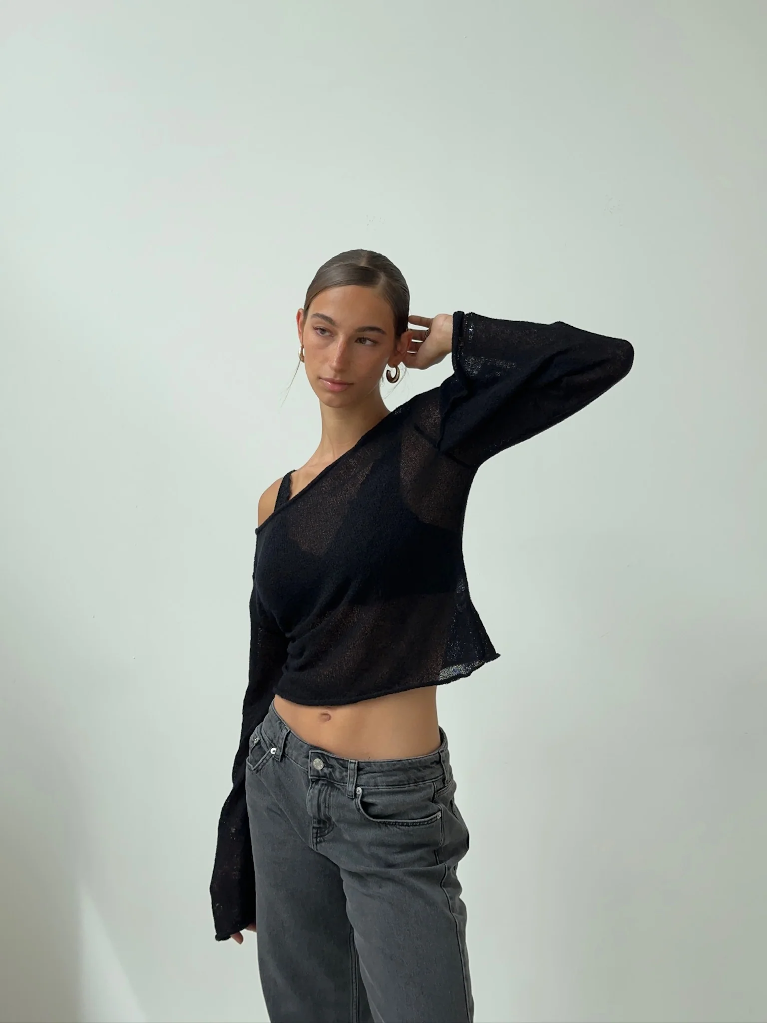 open back knit longsleeve black - Image 4