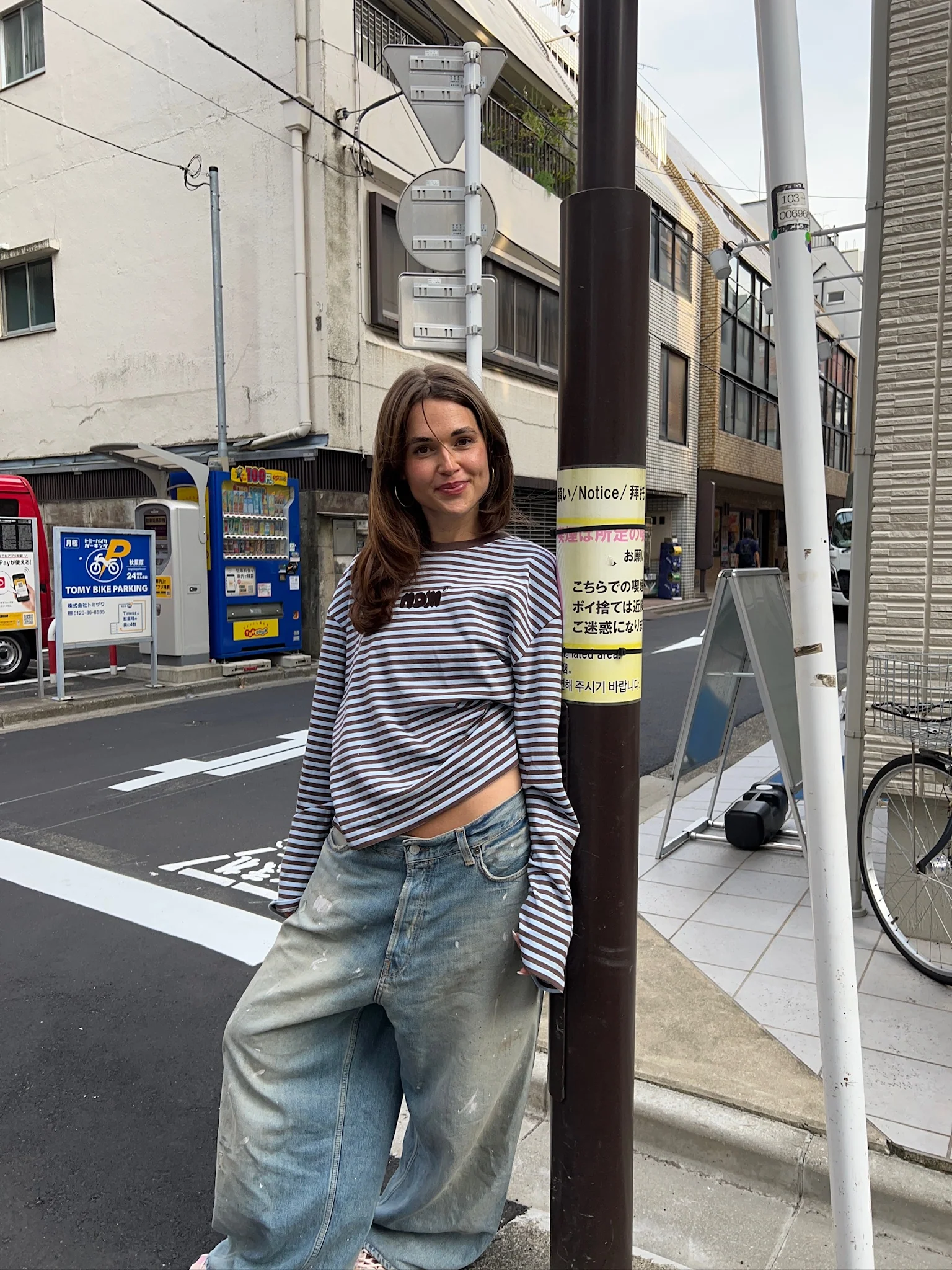 oversized longsleeve babyblue brown stripes - Image 5