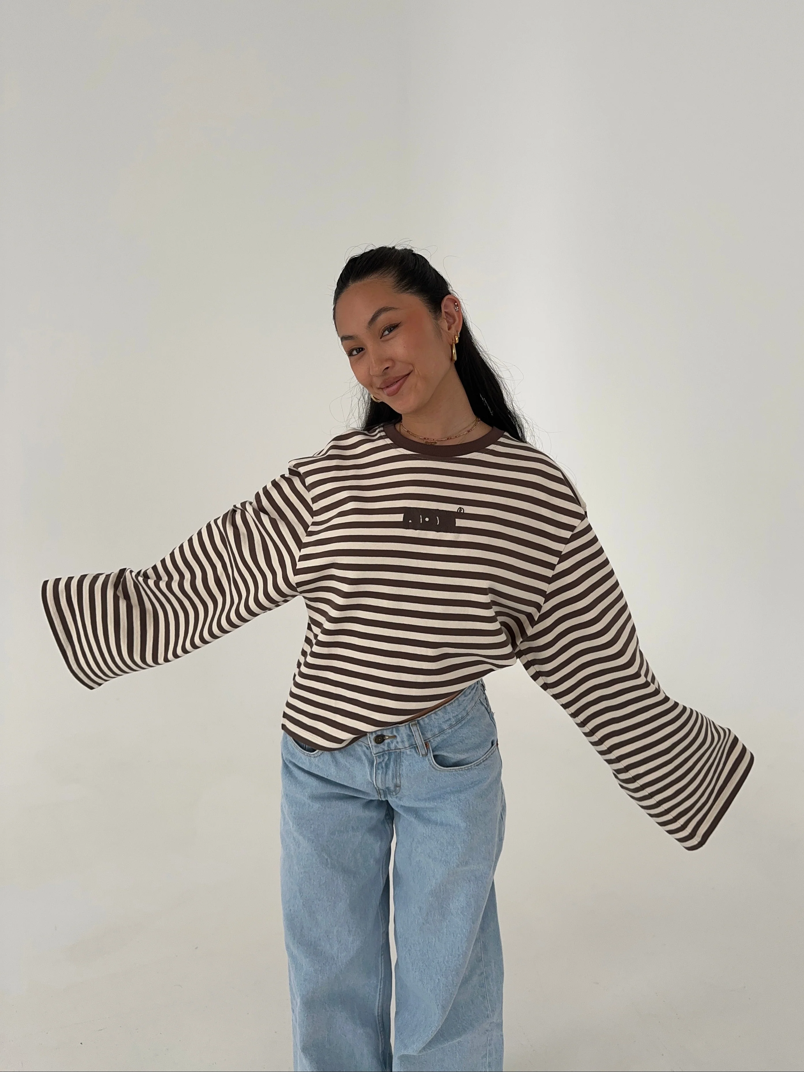oversized longsleeve mocha stripes - Image 10