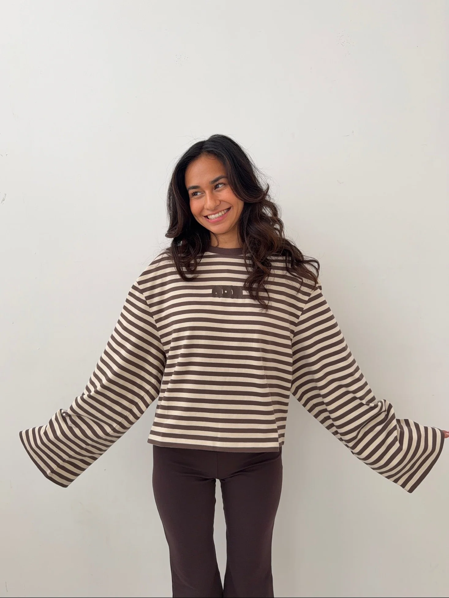oversized longsleeve mocha stripes - Image 4