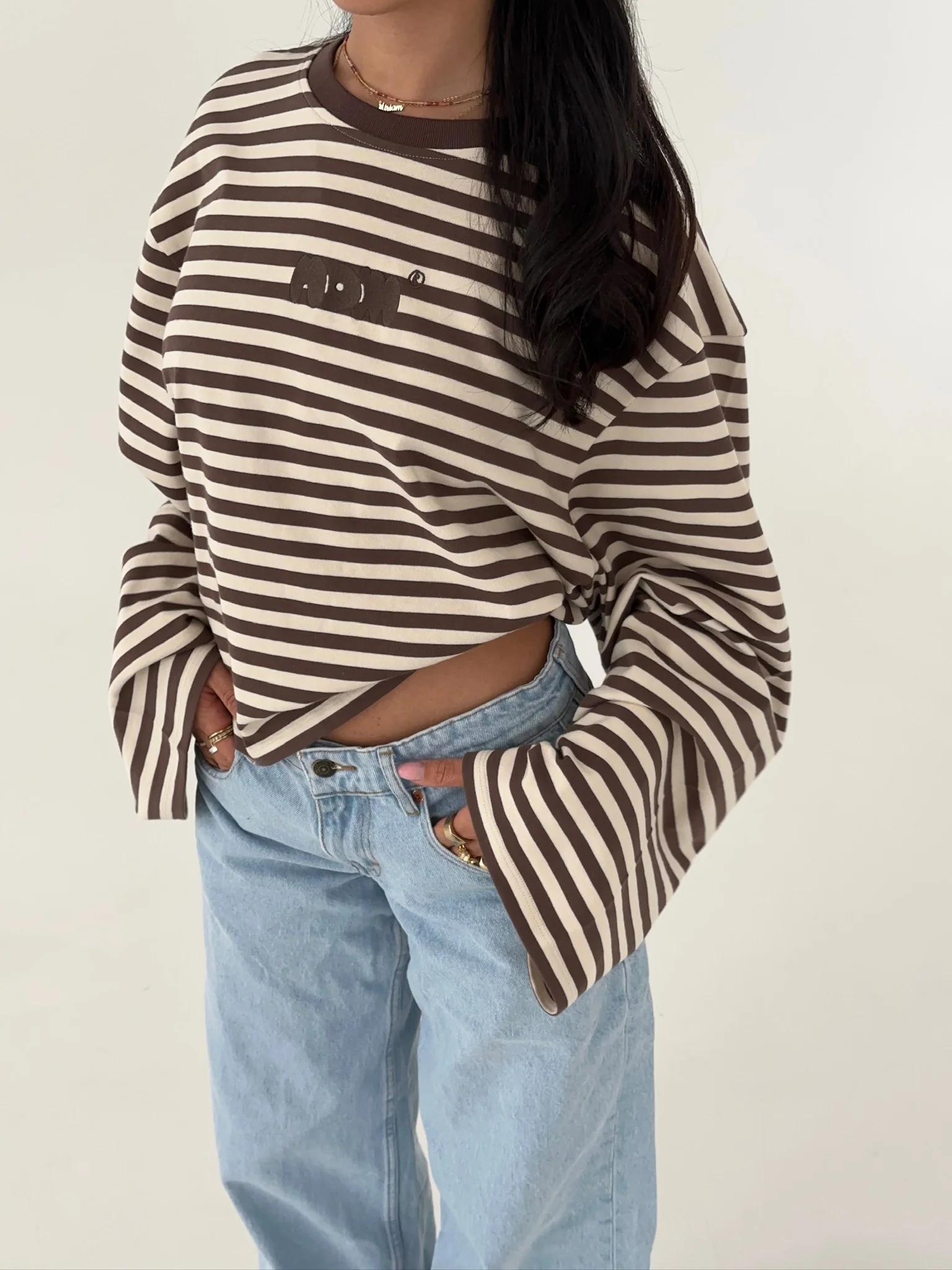 oversized longsleeve mocha stripes - Image 7