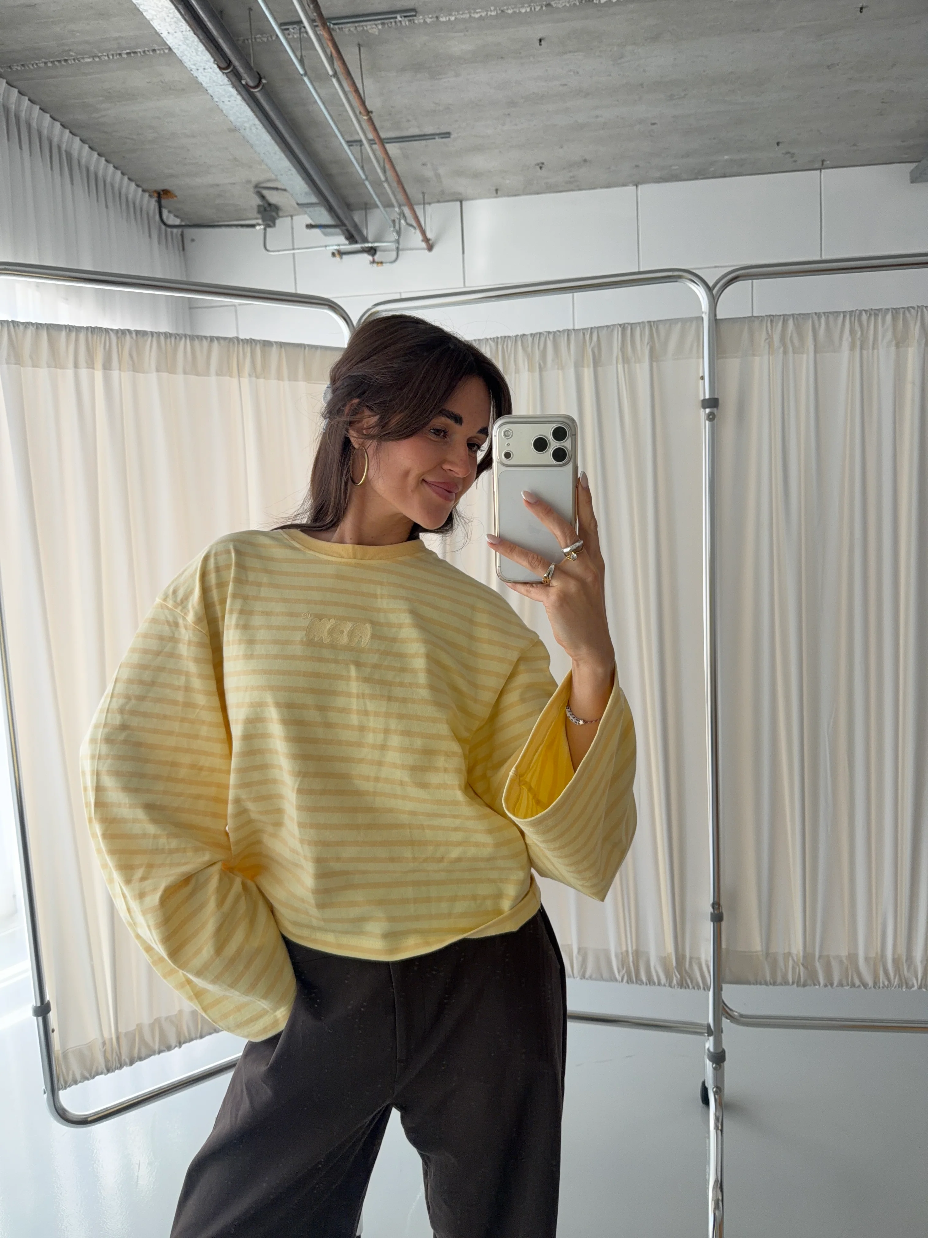 oversized longsleeve butter yellow stripes - Image 7