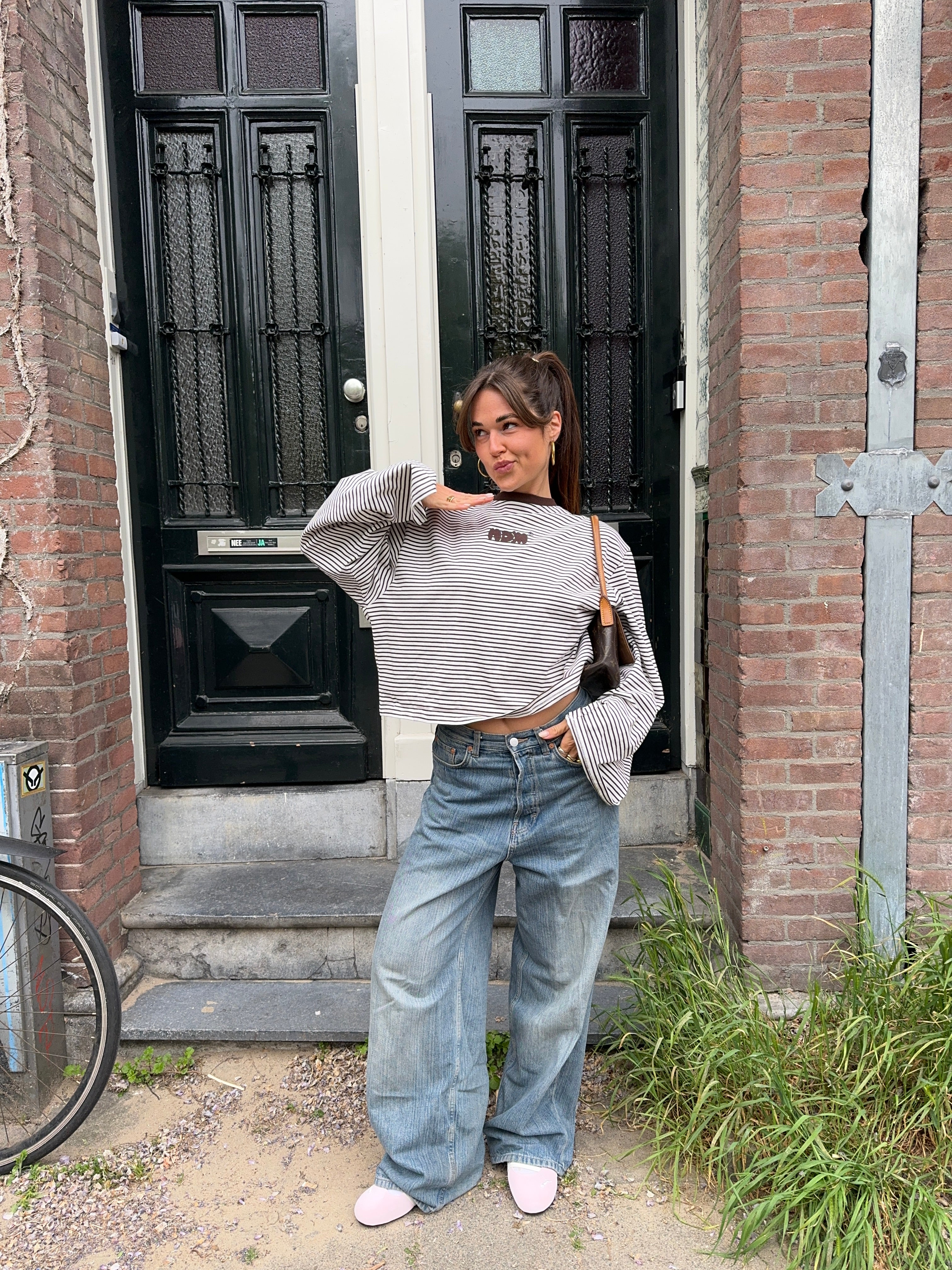 oversized longsleeve chocolate cream stripes - Image 10