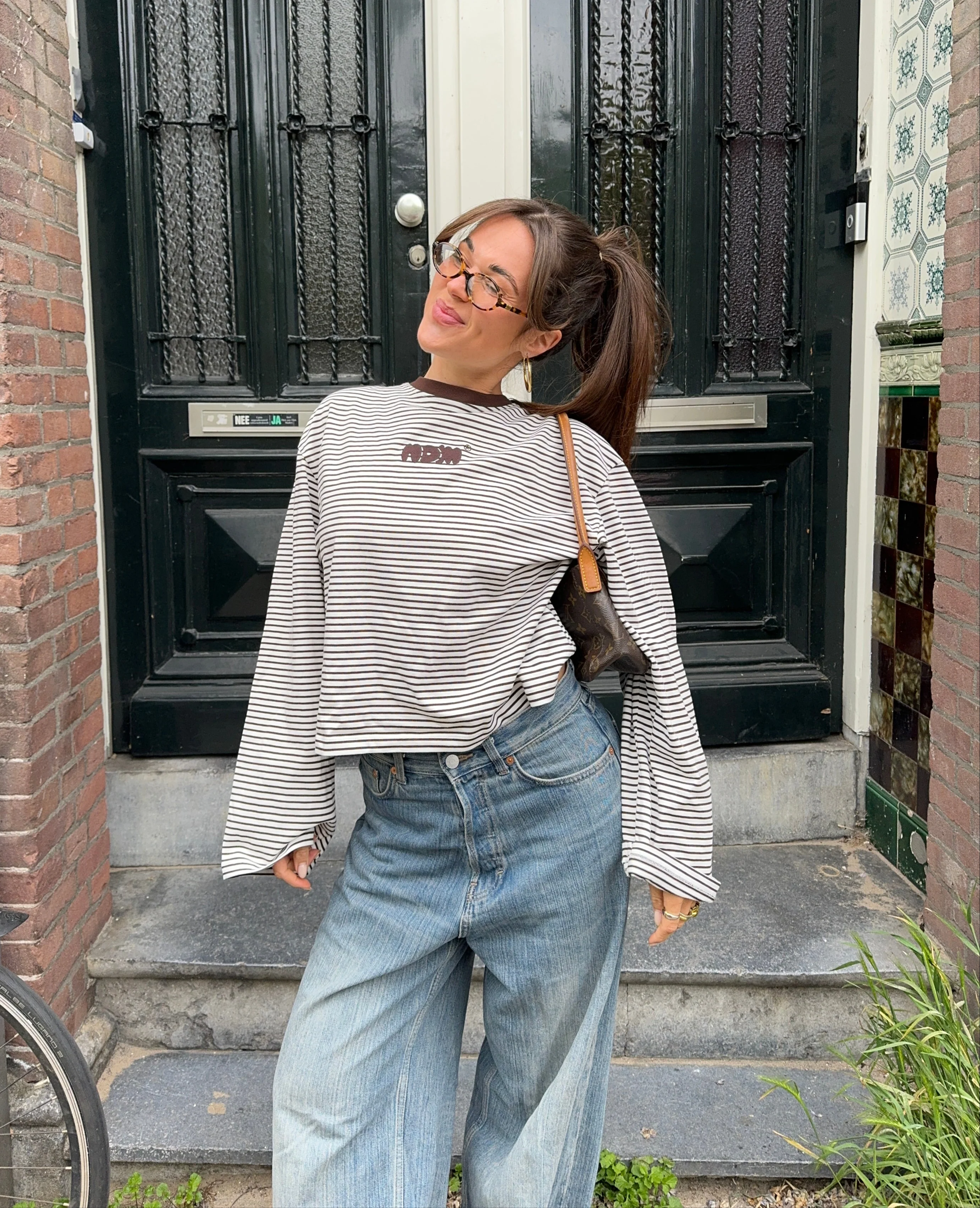 oversized longsleeve chocolate cream stripes - Image 4