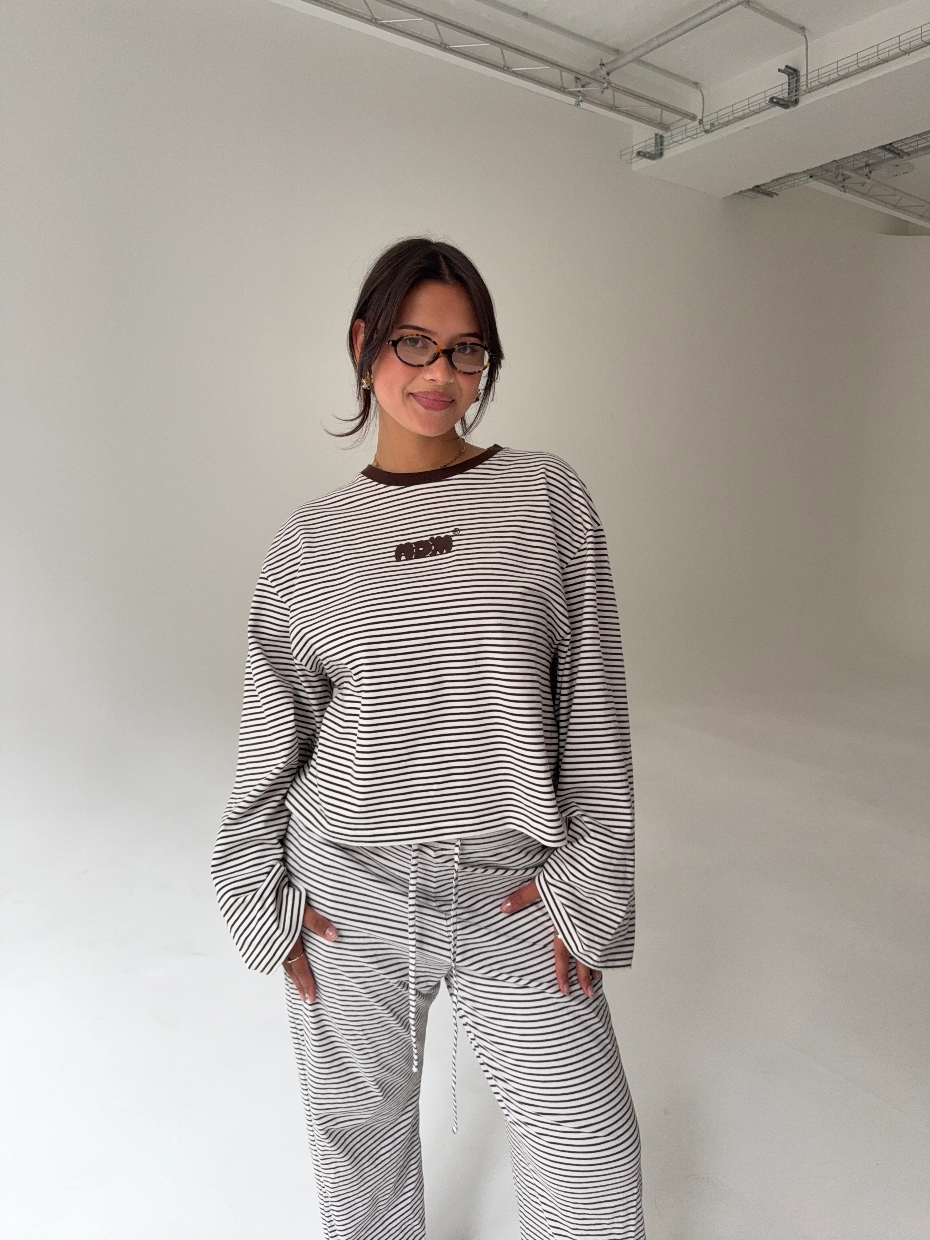 oversized longsleeve chocolate cream stripes - Image 9