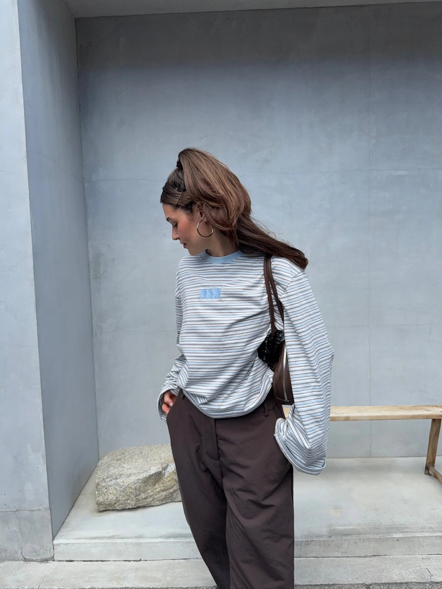 oversized longsleeve cream blue stripes - Image 10