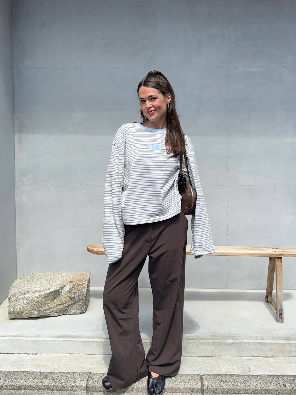 oversized longsleeve cream blue stripes - Image 8