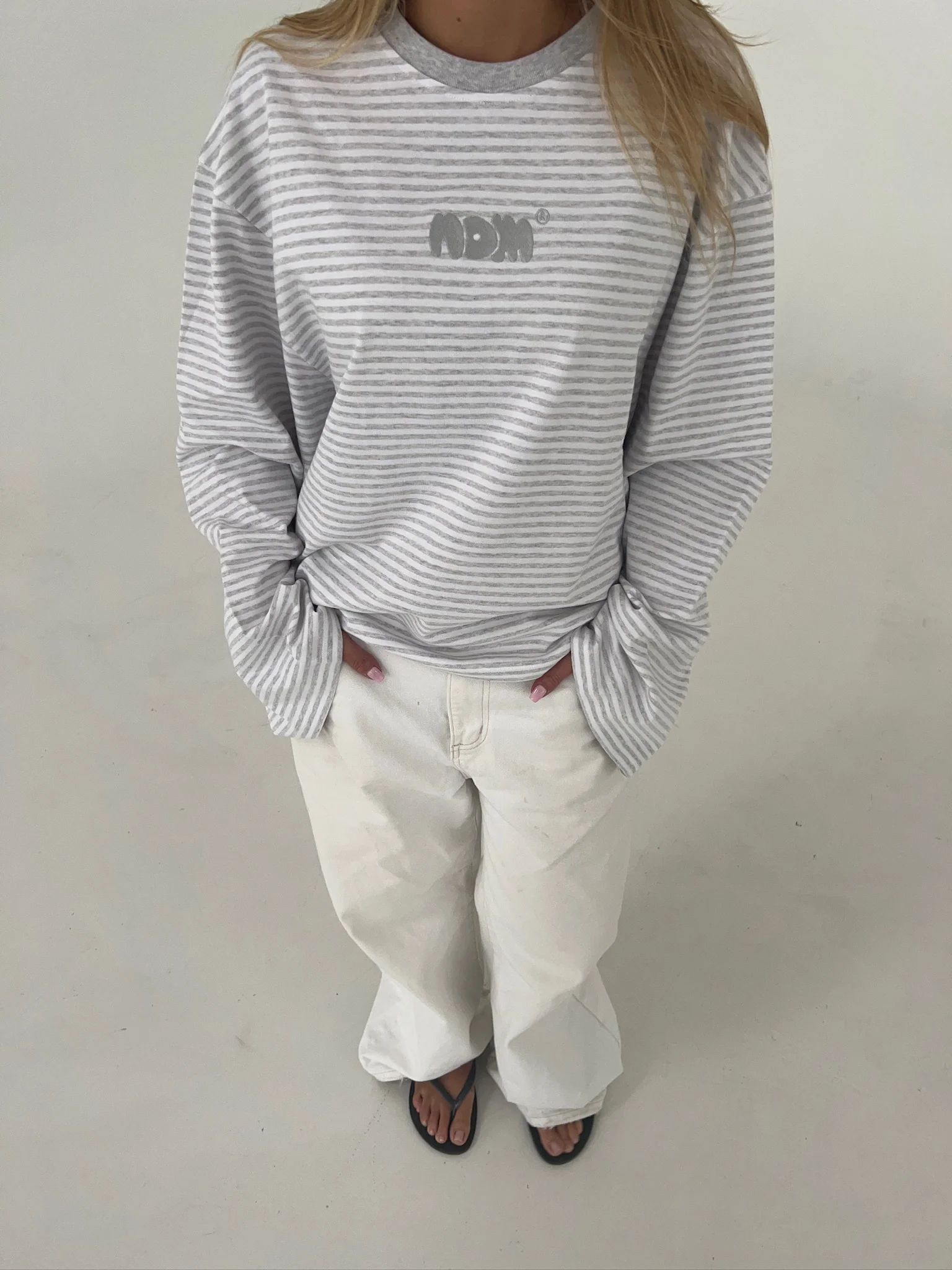 oversized longsleeve long grey melange stripes - Image 11