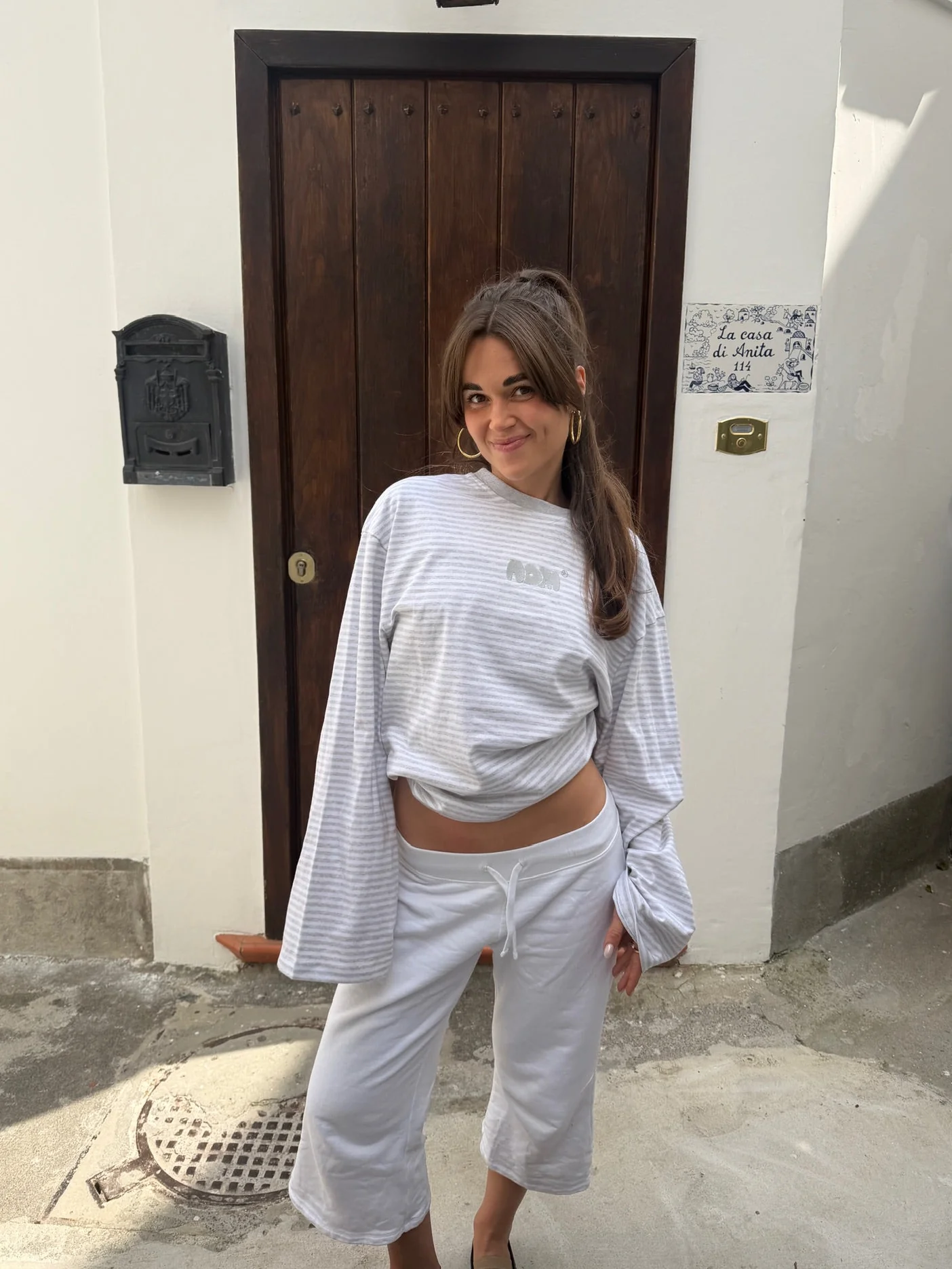 oversized longsleeve long grey melange stripes - Image 3