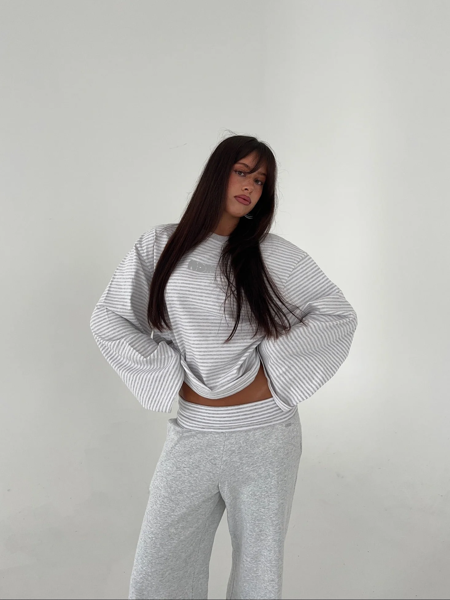 oversized longsleeve long grey melange stripes - Image 6