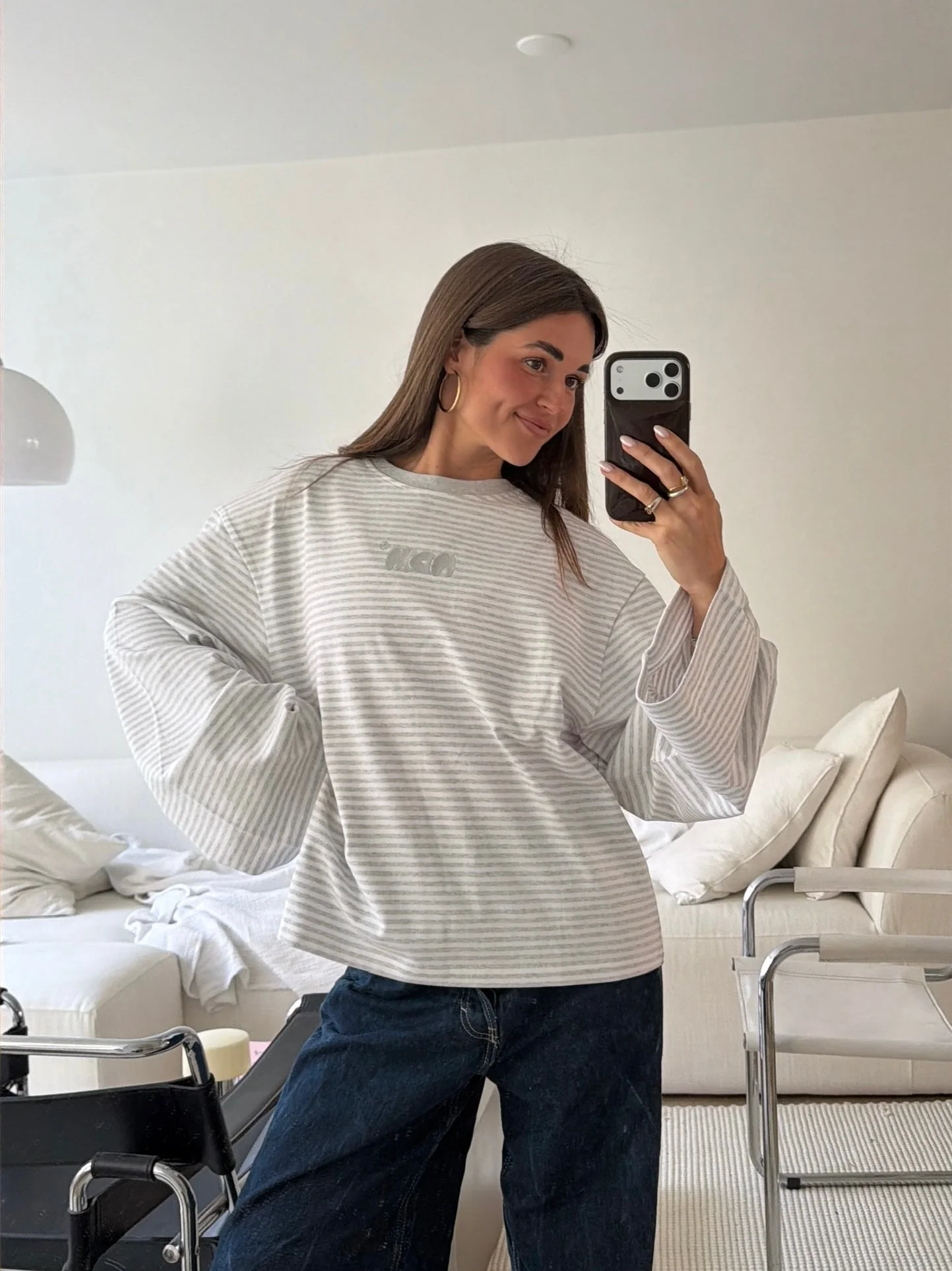 oversized longsleeve long grey melange stripes - Image 9