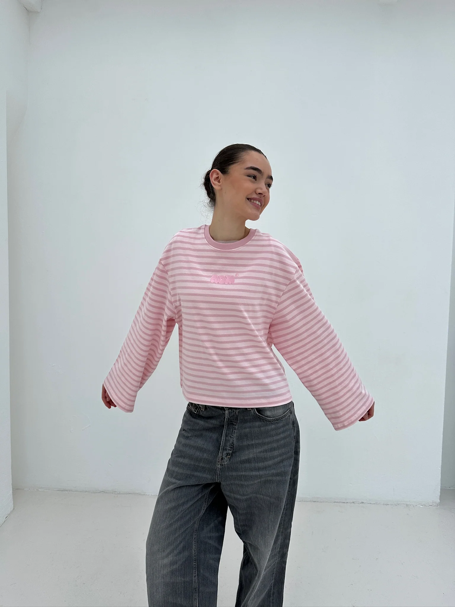 oversized longsleeve long pink stripes - Image 7