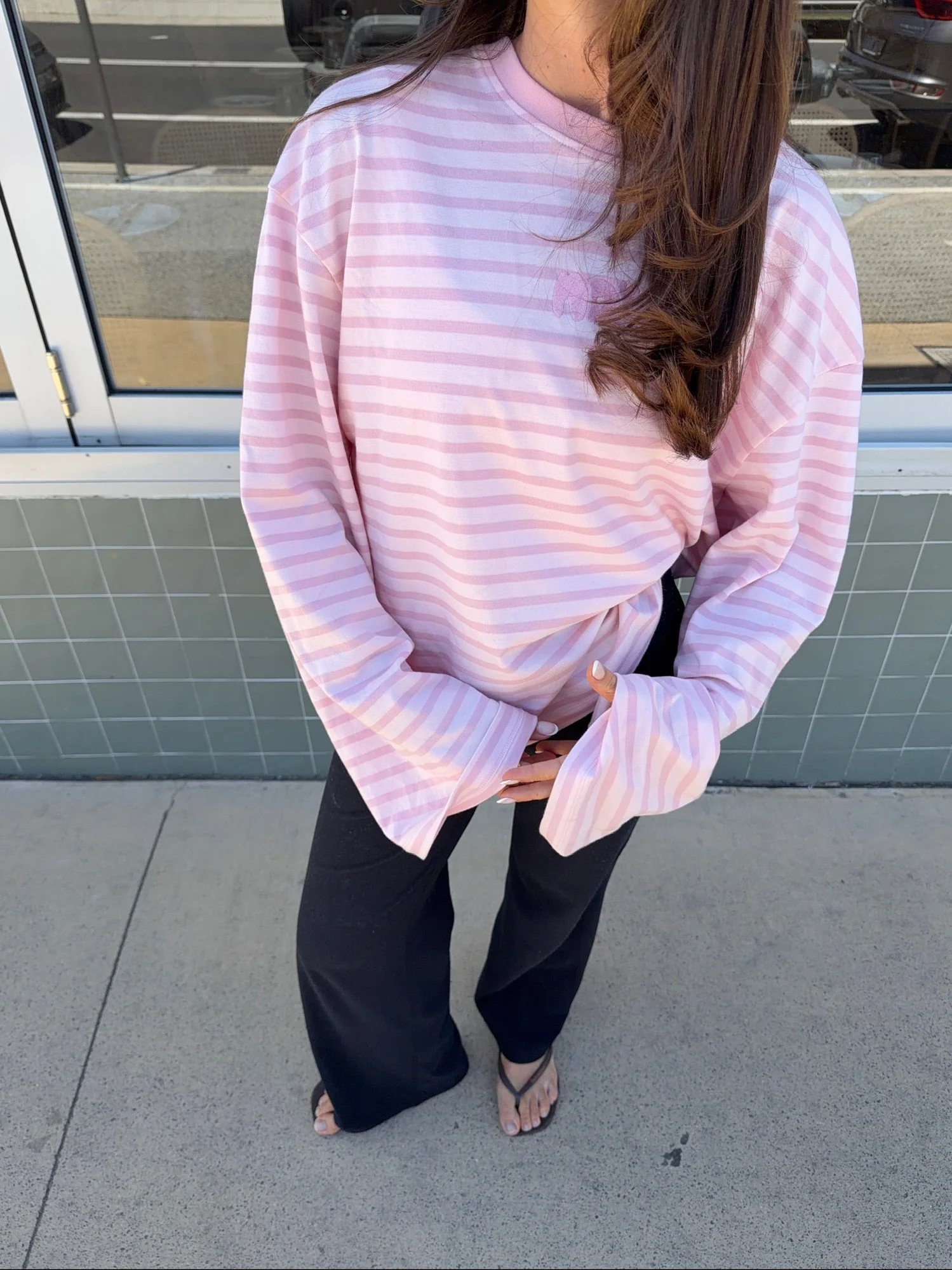 oversized longsleeve long pink stripes - Image 9
