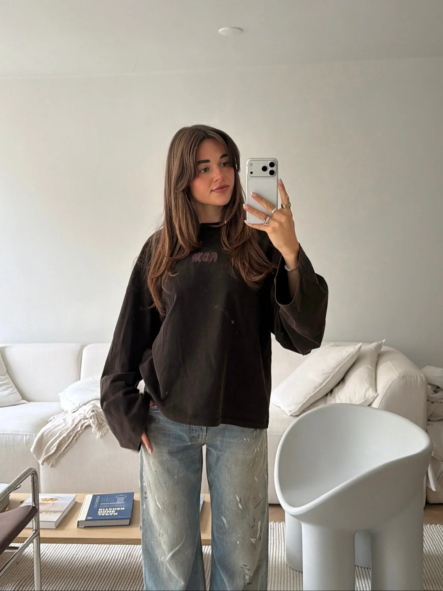 oversized longsleeve long brown wash