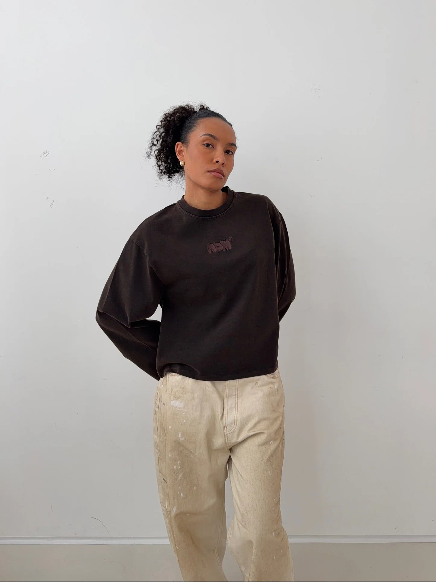 oversized longsleeve long brown wash - Image 3