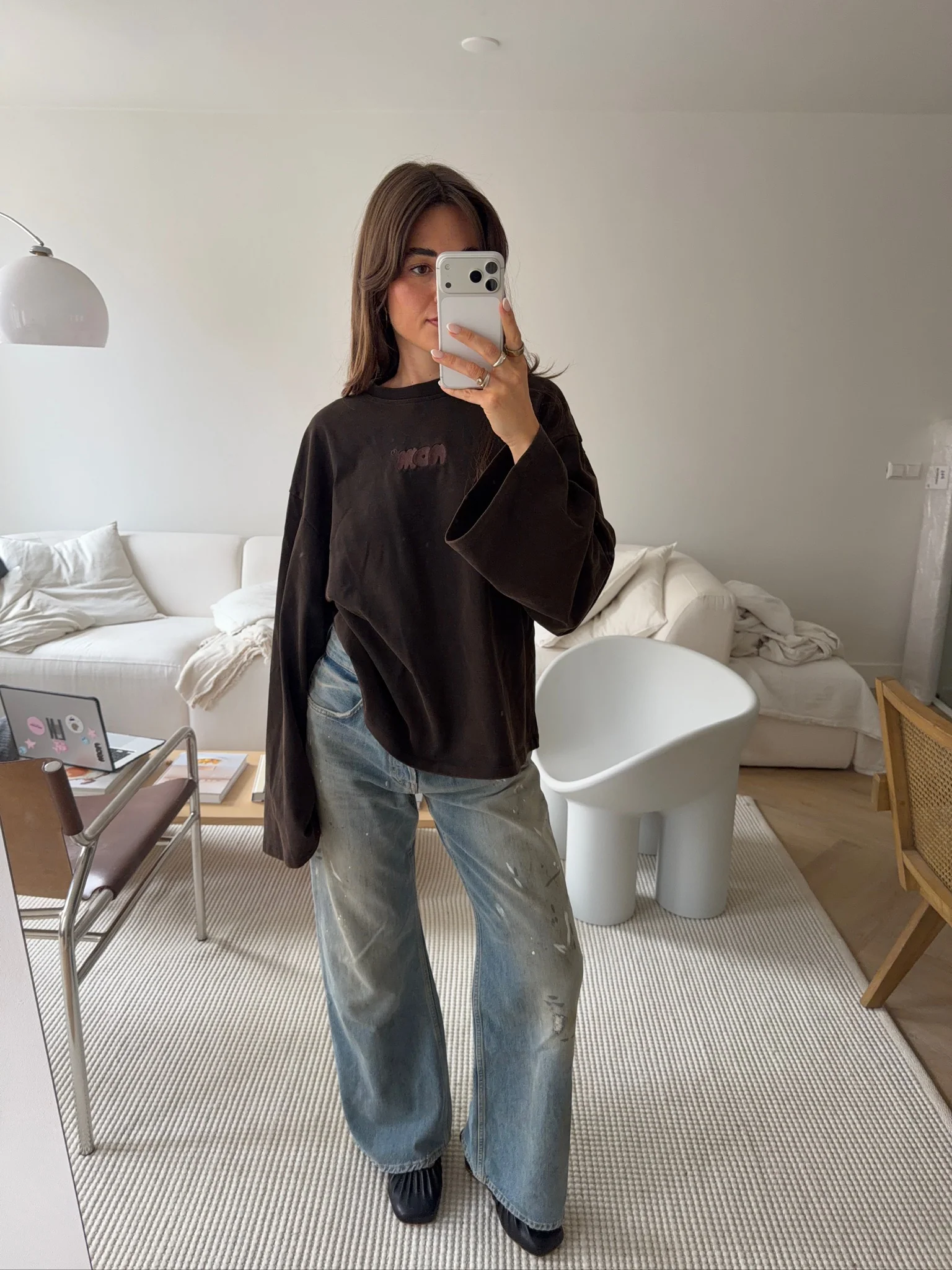 oversized longsleeve long brown wash - Image 6