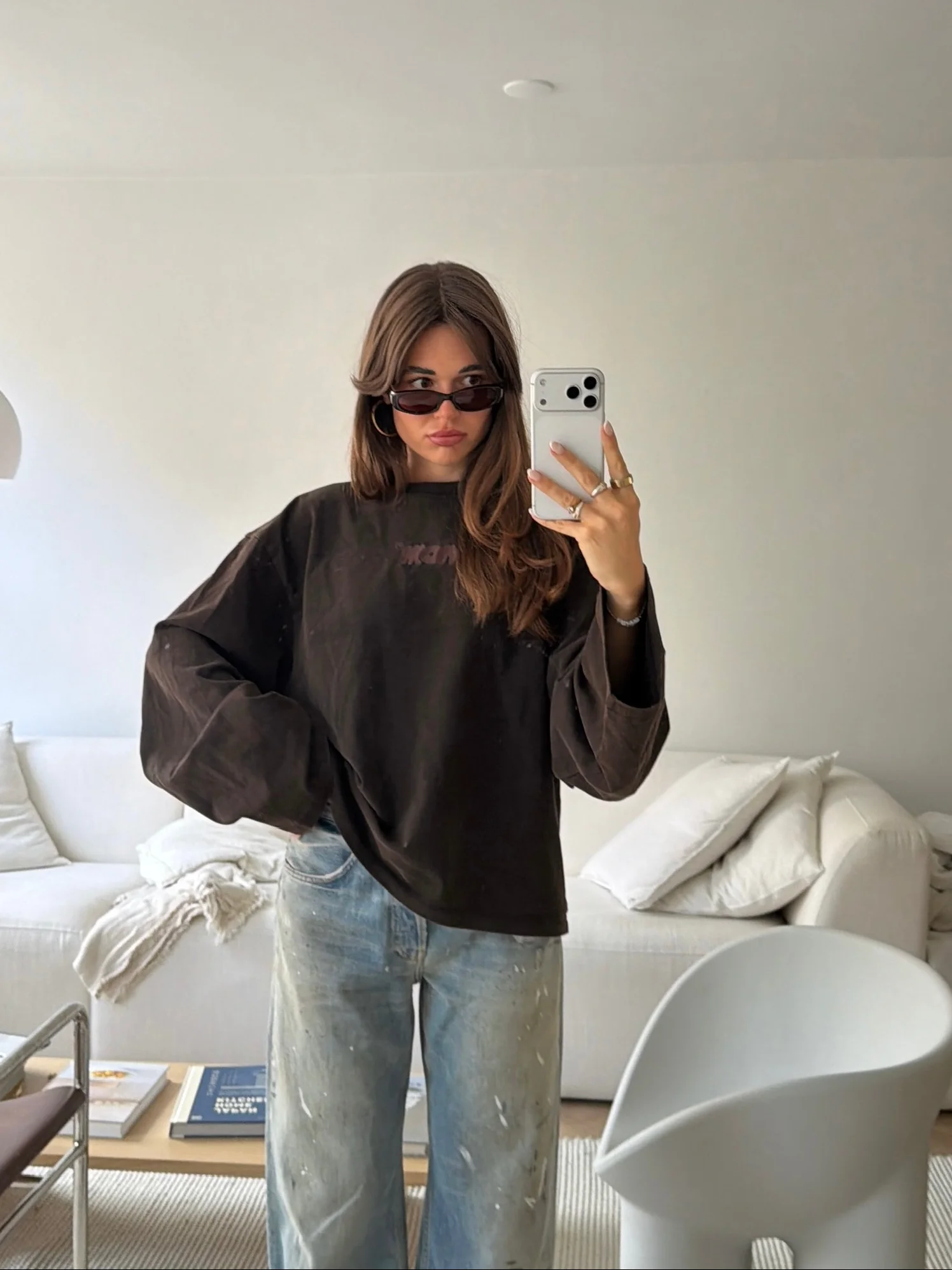 oversized longsleeve long brown wash - Image 8