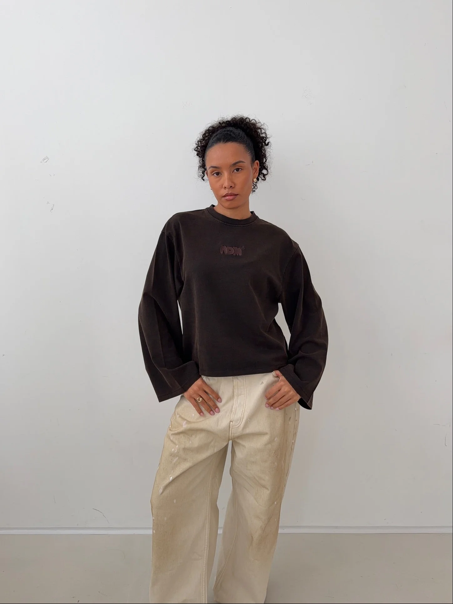 oversized longsleeve long brown wash - Image 9