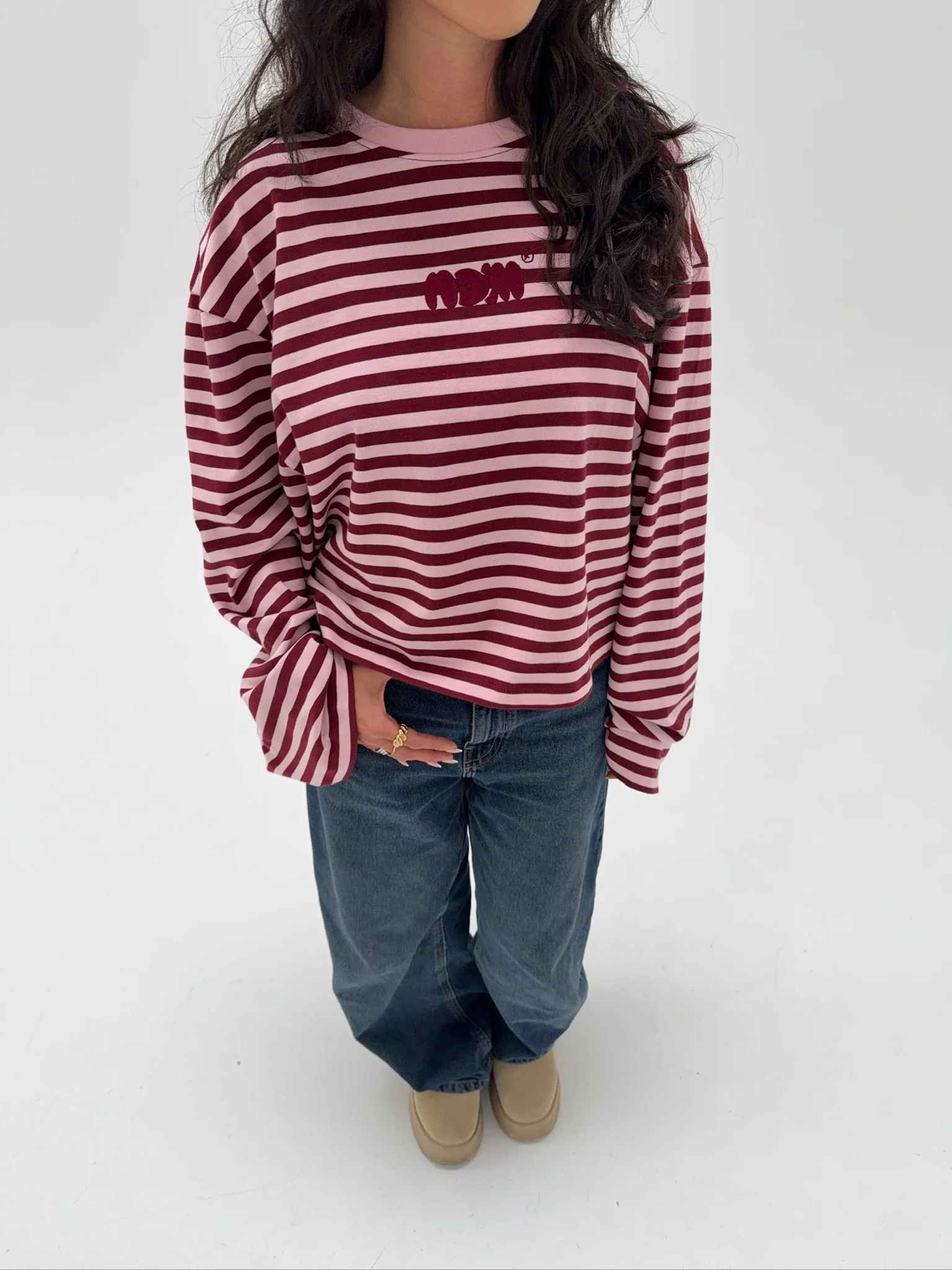 oversized longsleeve red pink stripes - Image 4