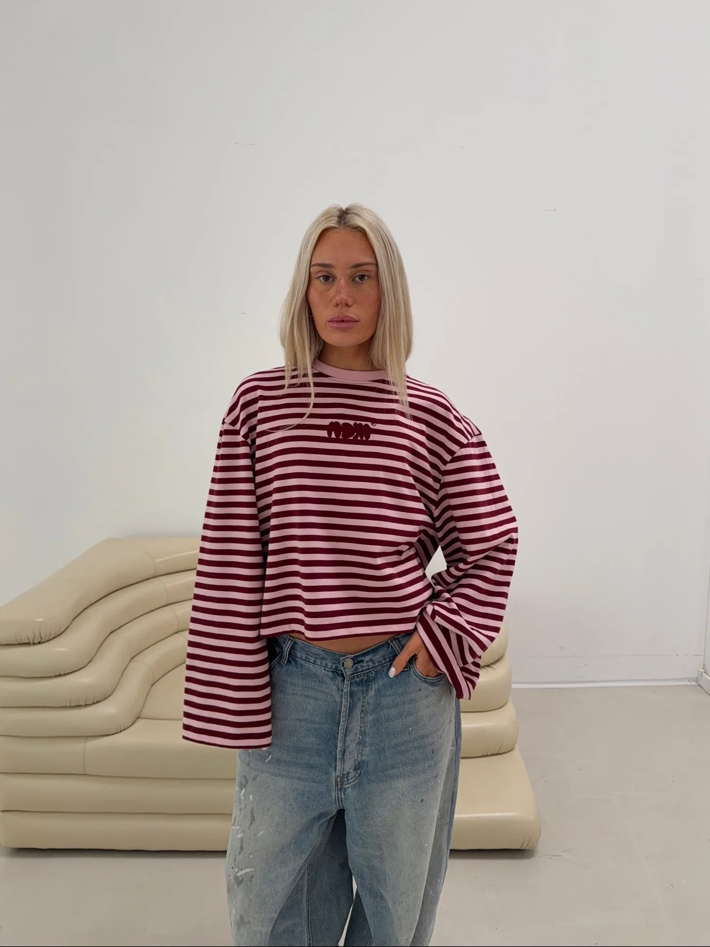 oversized longsleeve red pink stripes - Image 6
