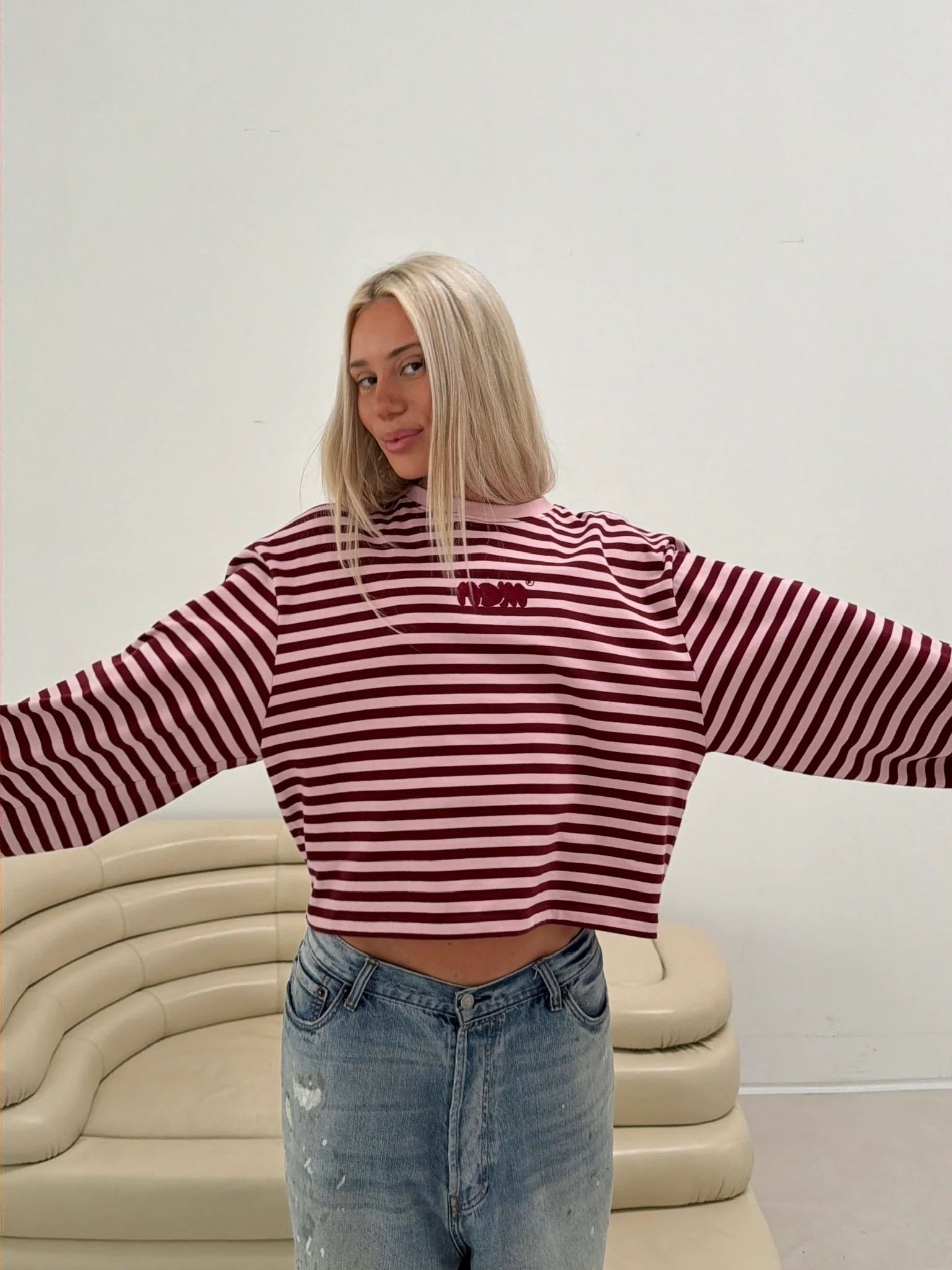 oversized longsleeve red pink stripes - Image 7