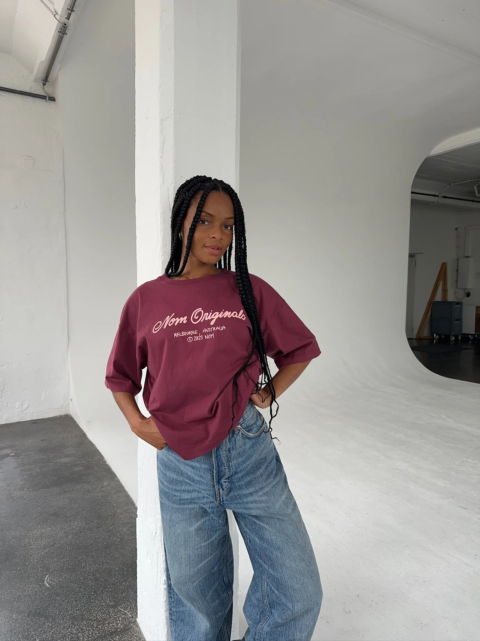 oversized tee burgundy - Image 3
