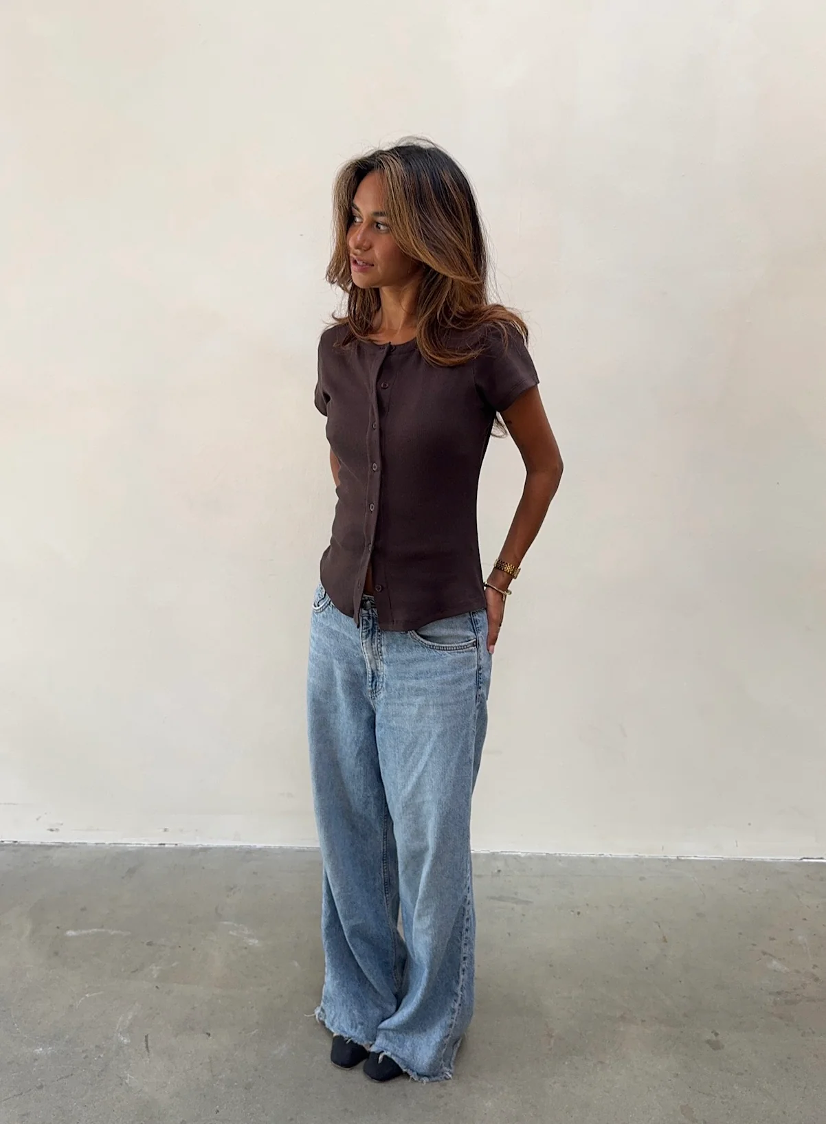 short sleeve cardigan chocolate - Image 7