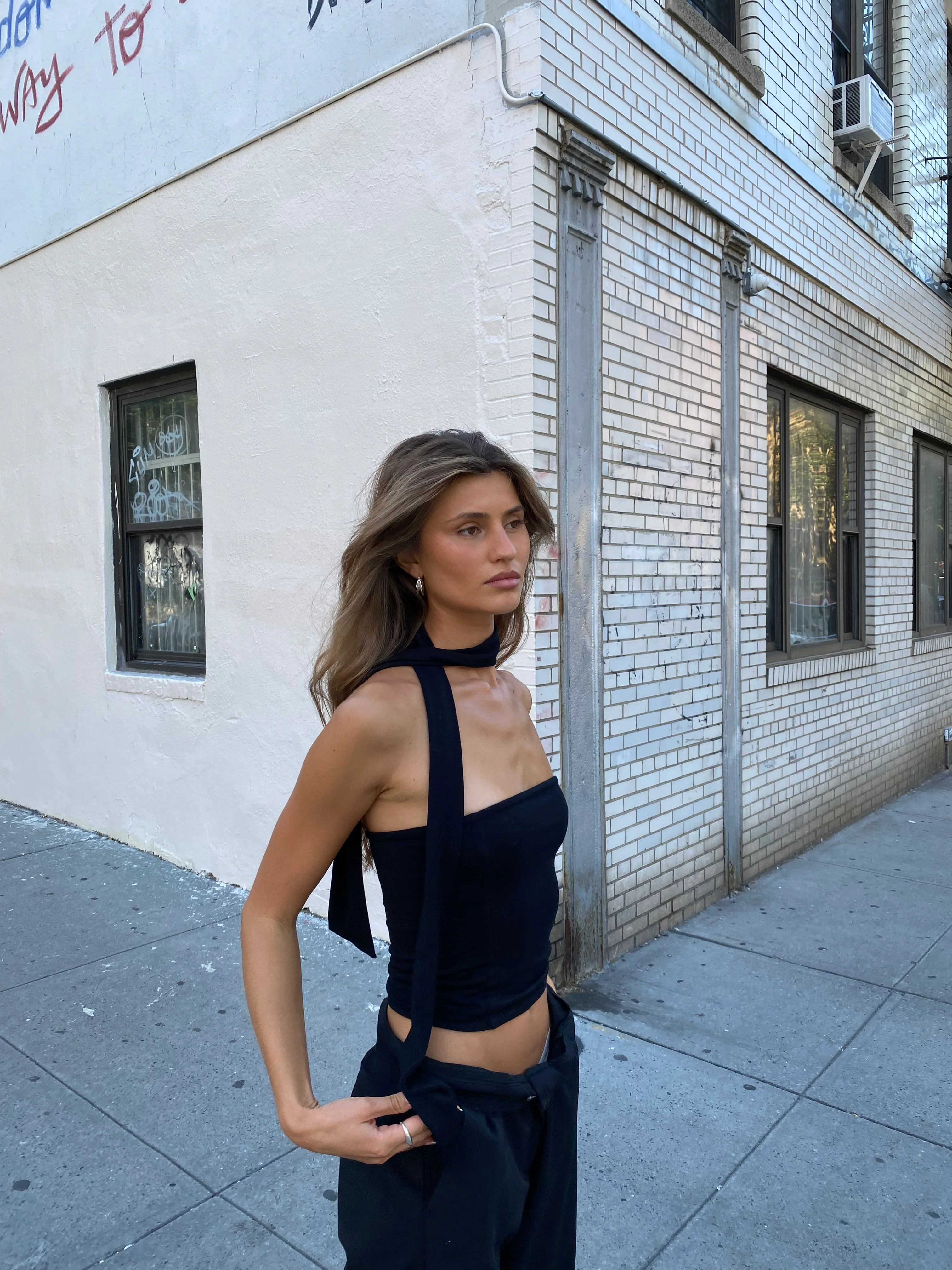 sleek tube top w/ scarf black - Image 9