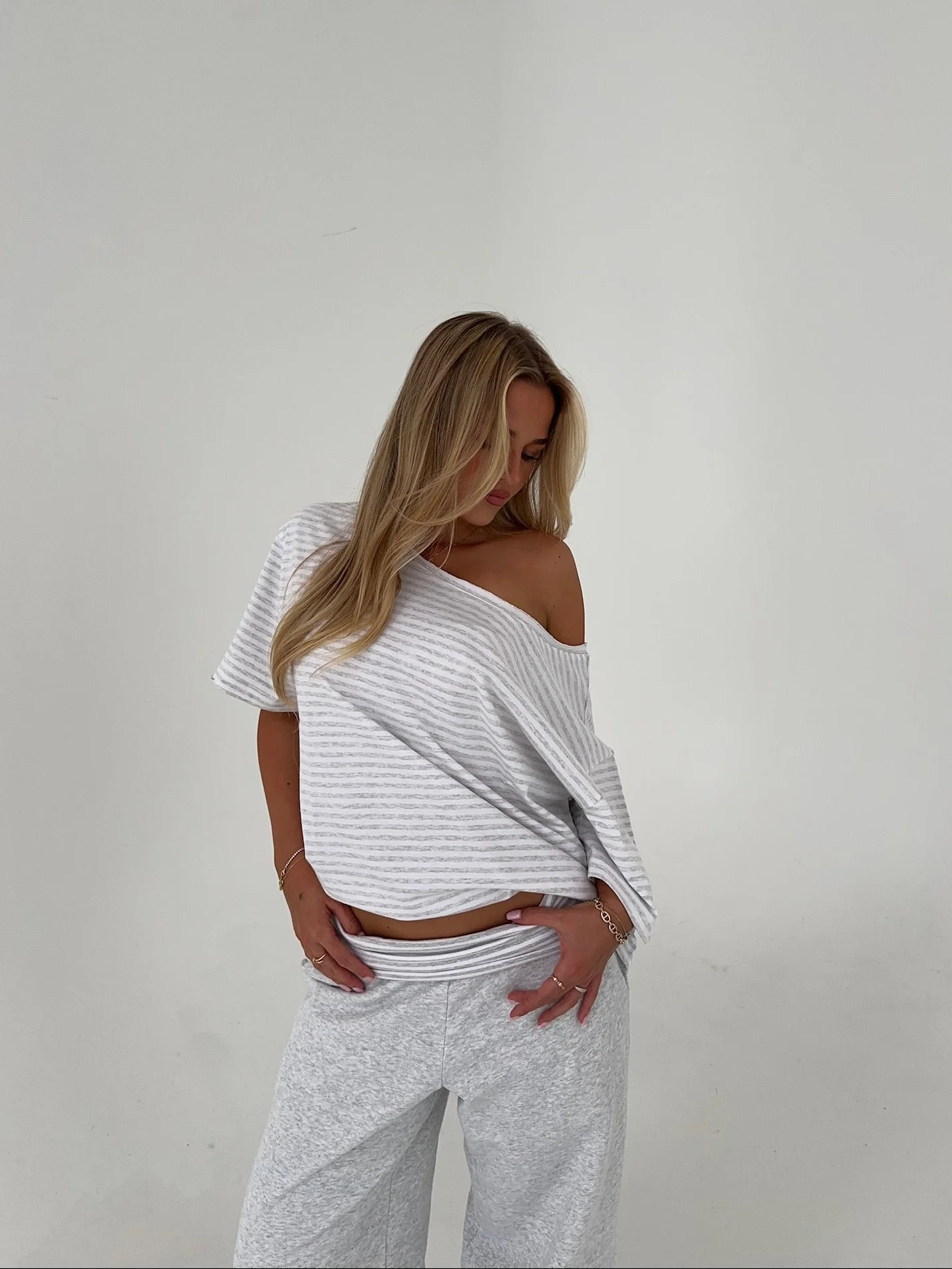 slouchy tee grey melange stripes - Image 7