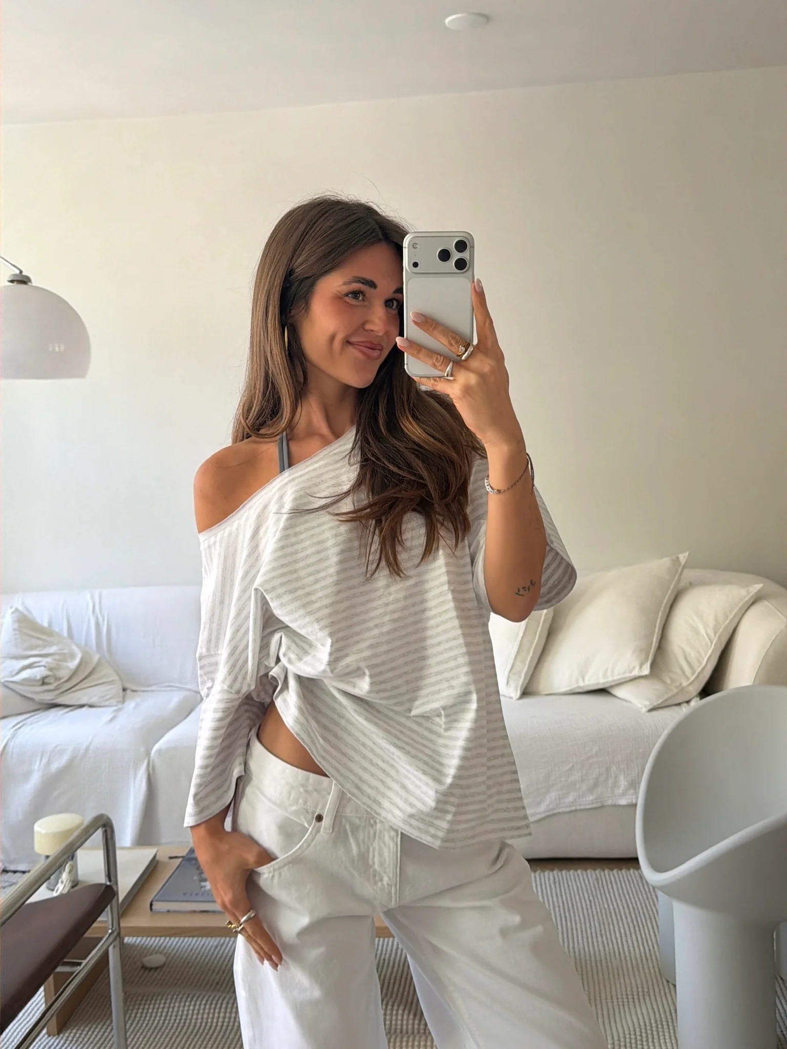 slouchy tee grey melange stripes - Image 6