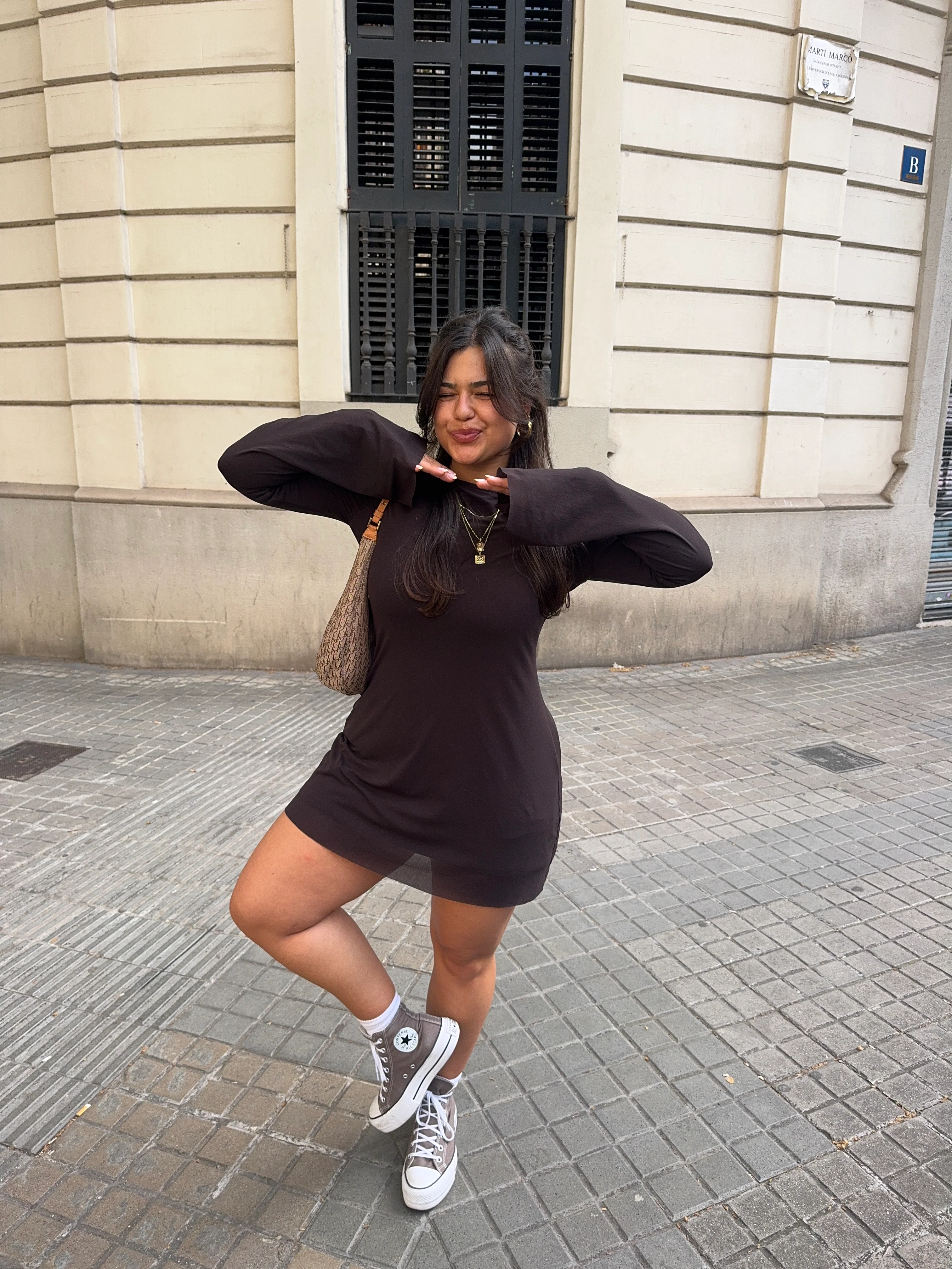 flared mini dress chocolate - Image 10
