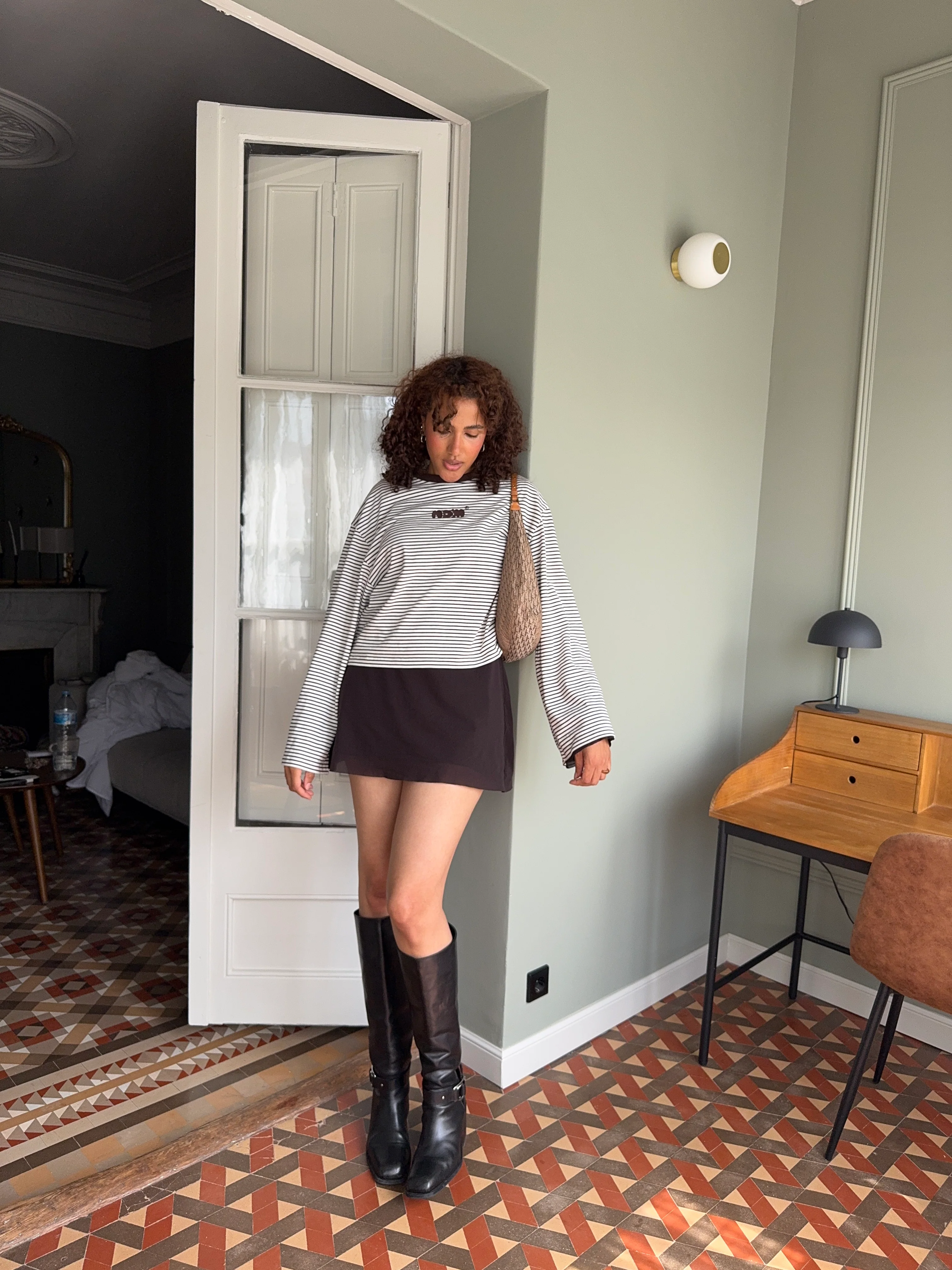 flared mini dress chocolate - Image 13