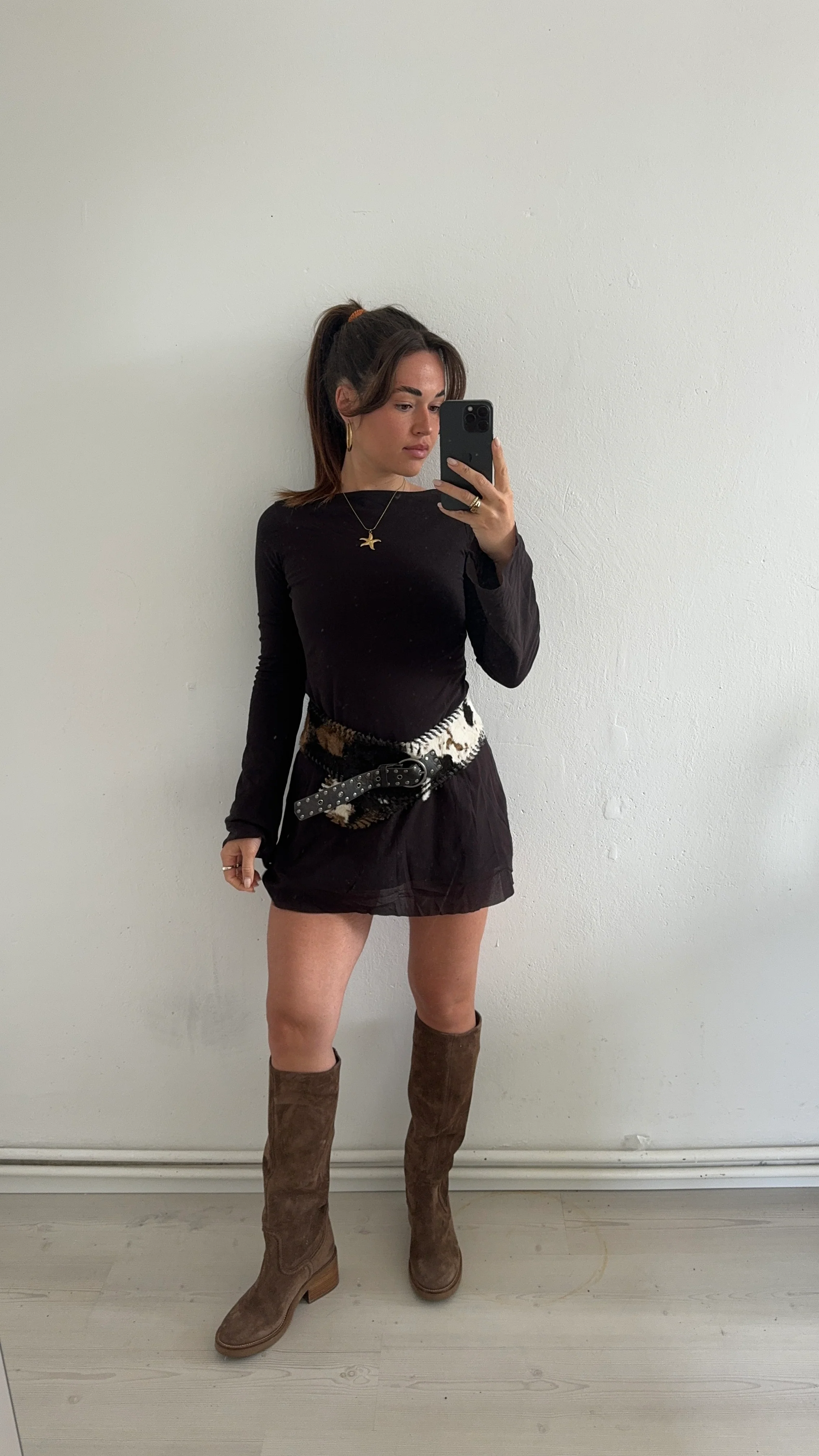 flared mini dress chocolate - Image 14