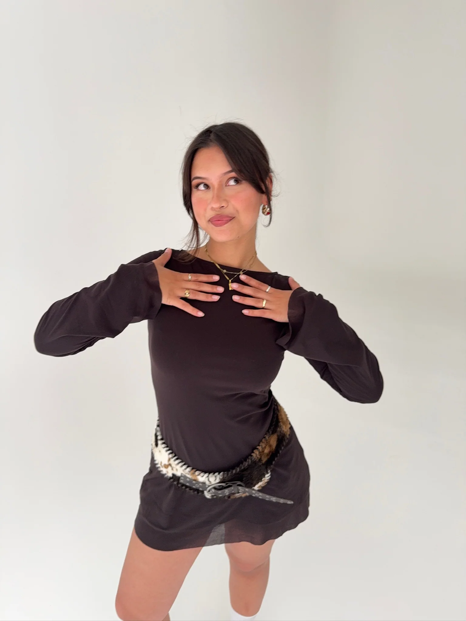 flared mini dress chocolate - Image 16