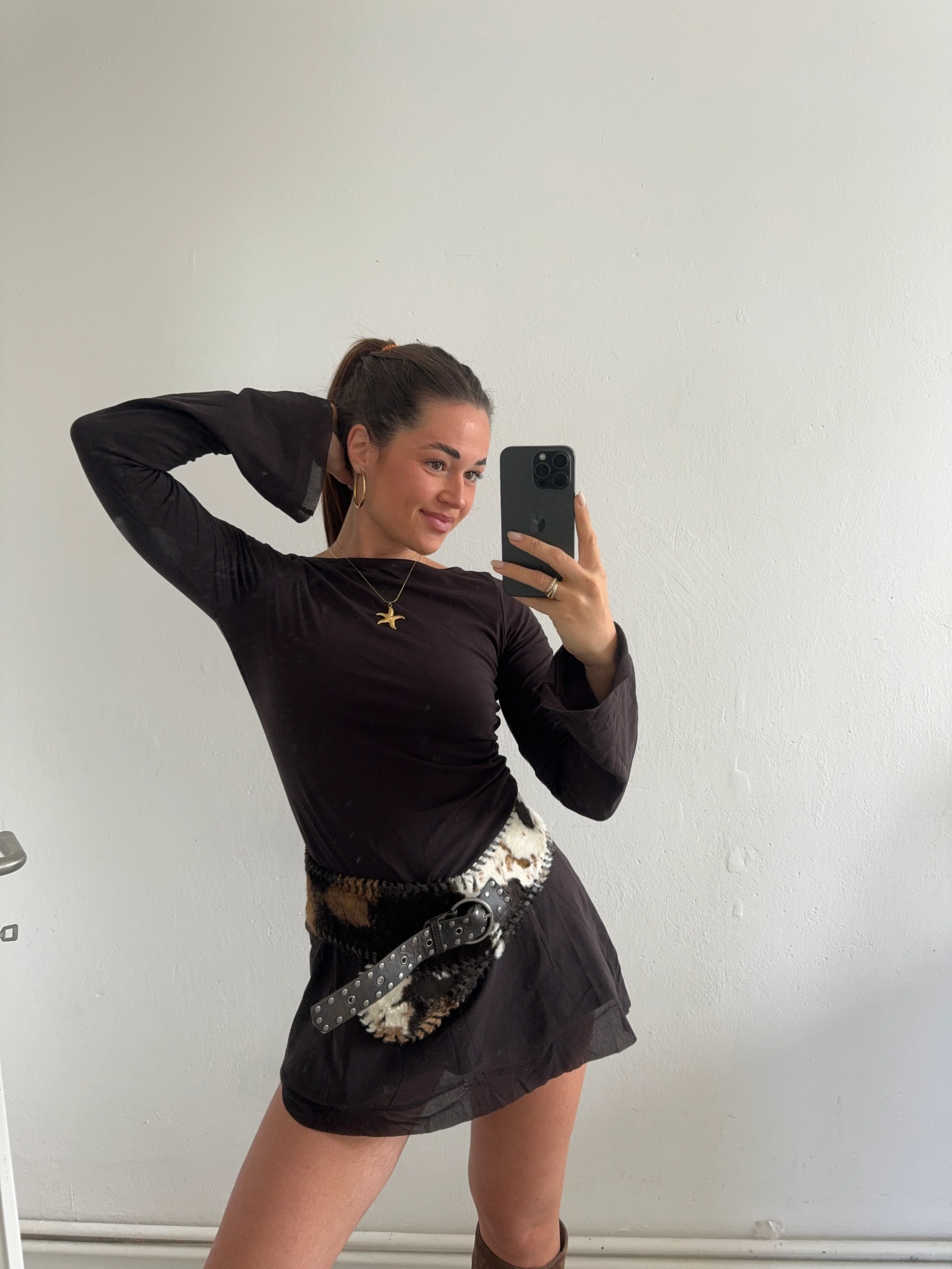 flared mini dress chocolate - Image 3
