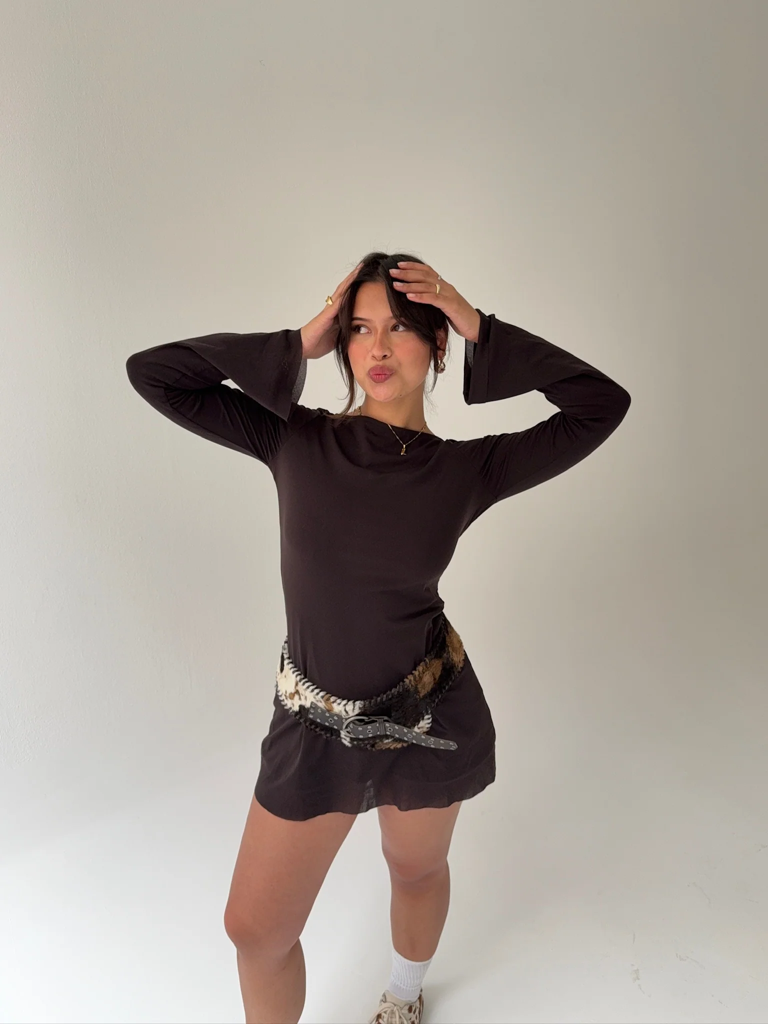 flared mini dress chocolate - Image 6
