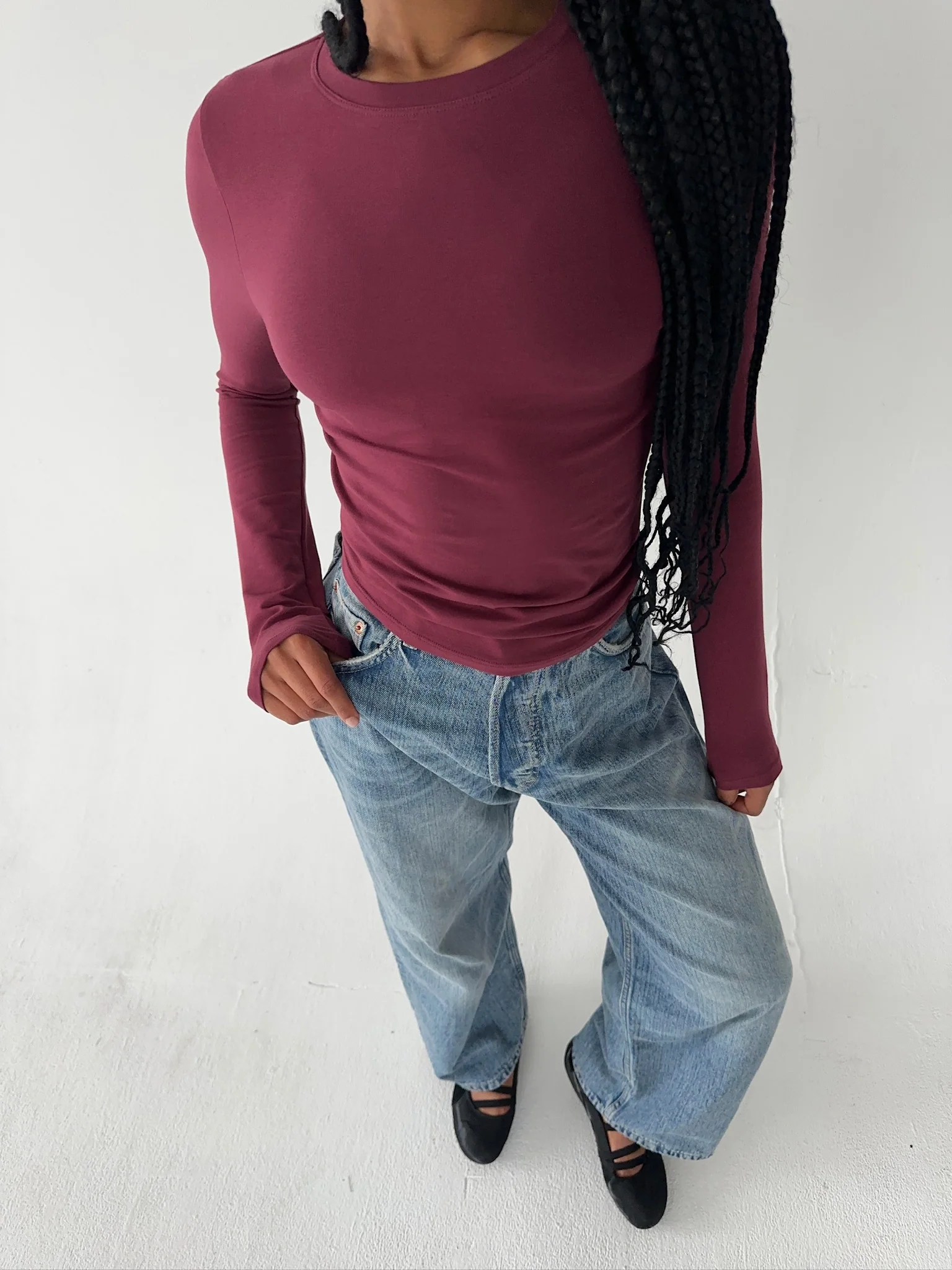 soft longsleeve long burgundy - Image 3