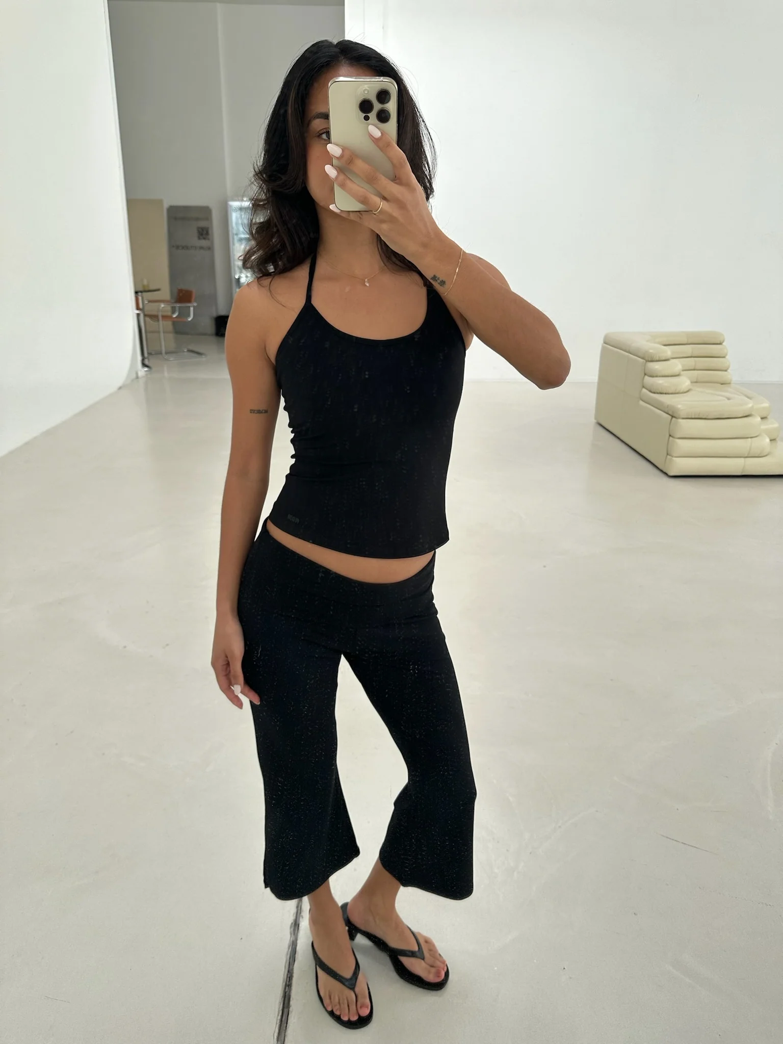 flared capri soft pants black - Image 11