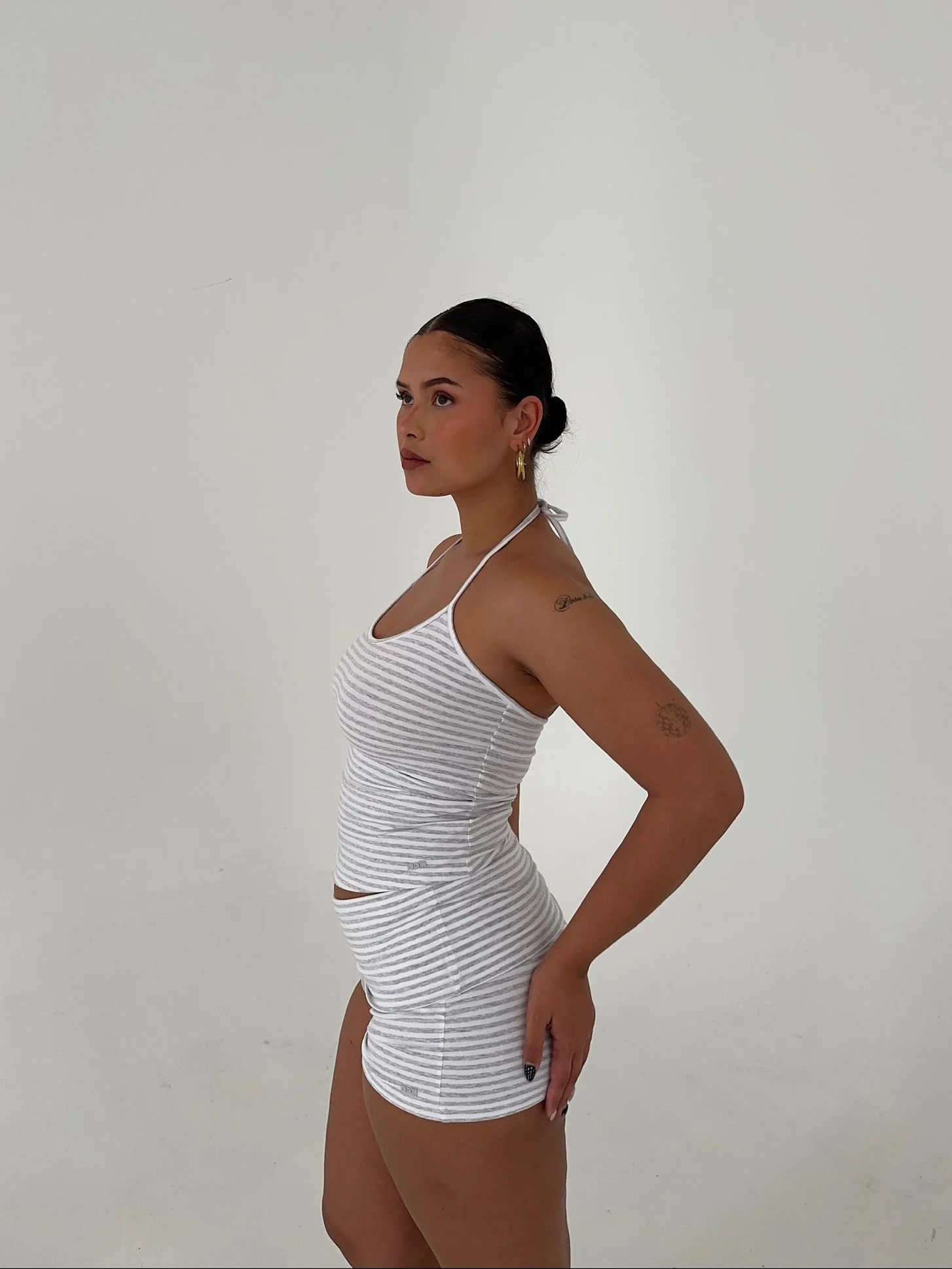 soft shorts grey melange stripes - Image 4