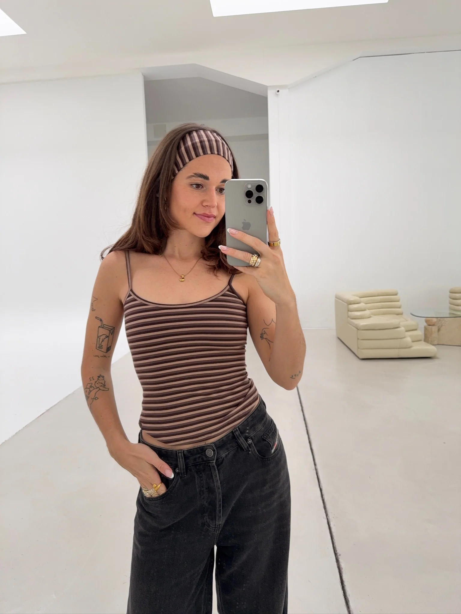 soft spaghetti top brown stripes - Image 11