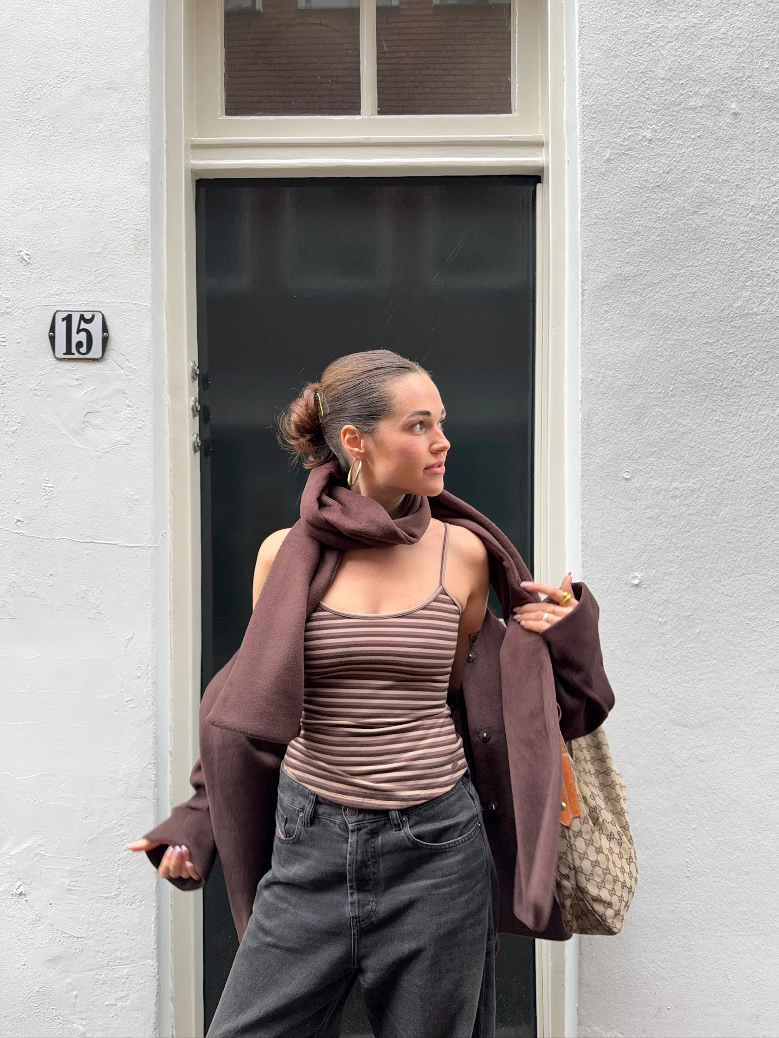 soft spaghetti top brown stripes - Image 5