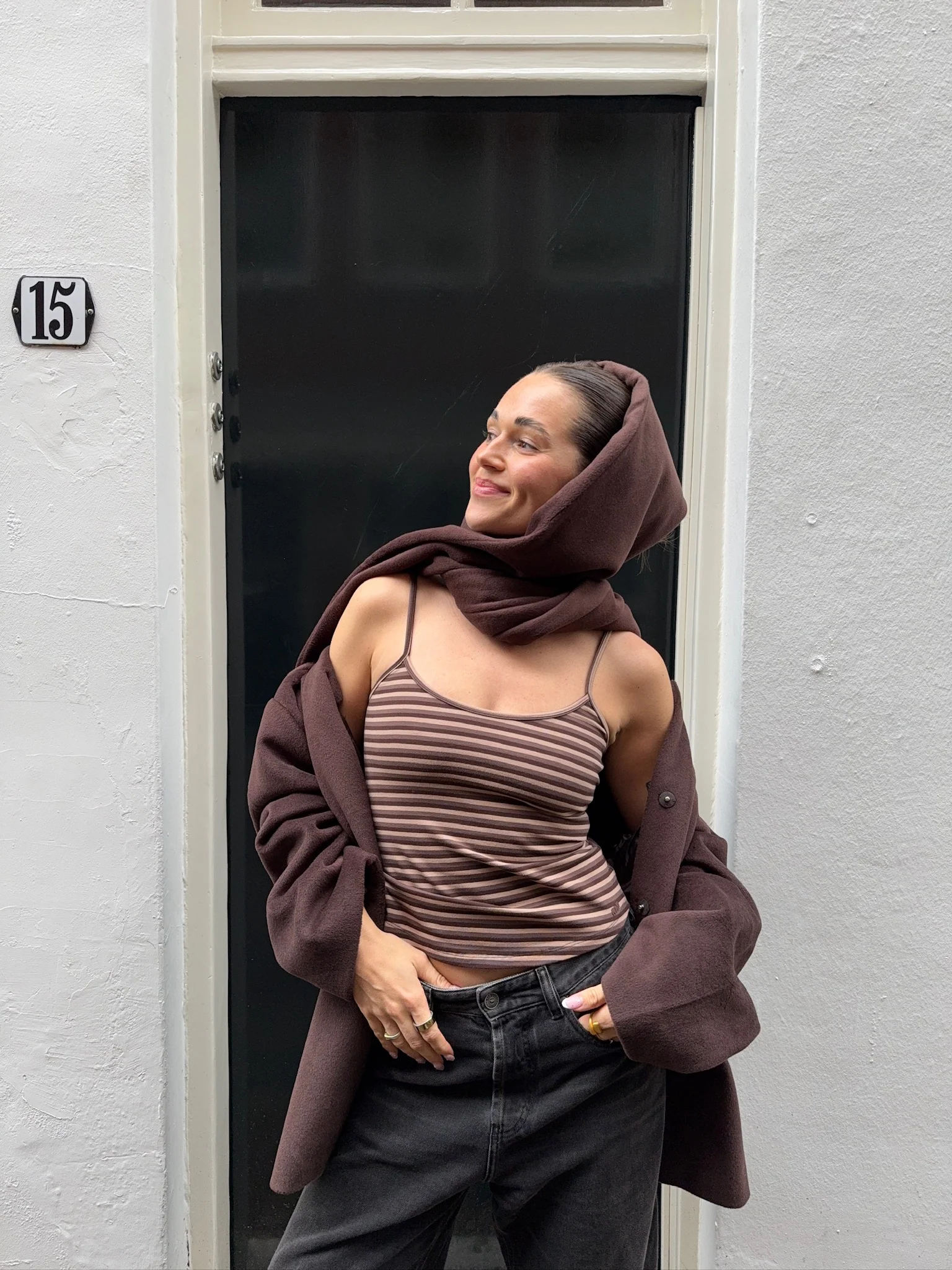 soft spaghetti top brown stripes - Image 6