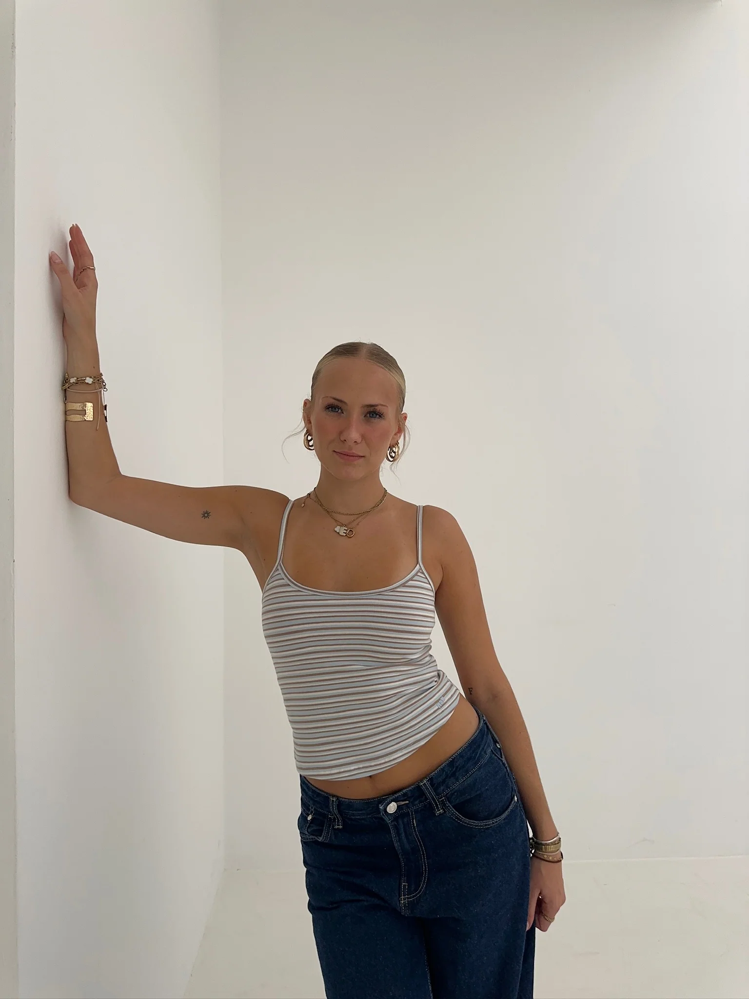soft spaghetti top cream blue stripes - Image 7