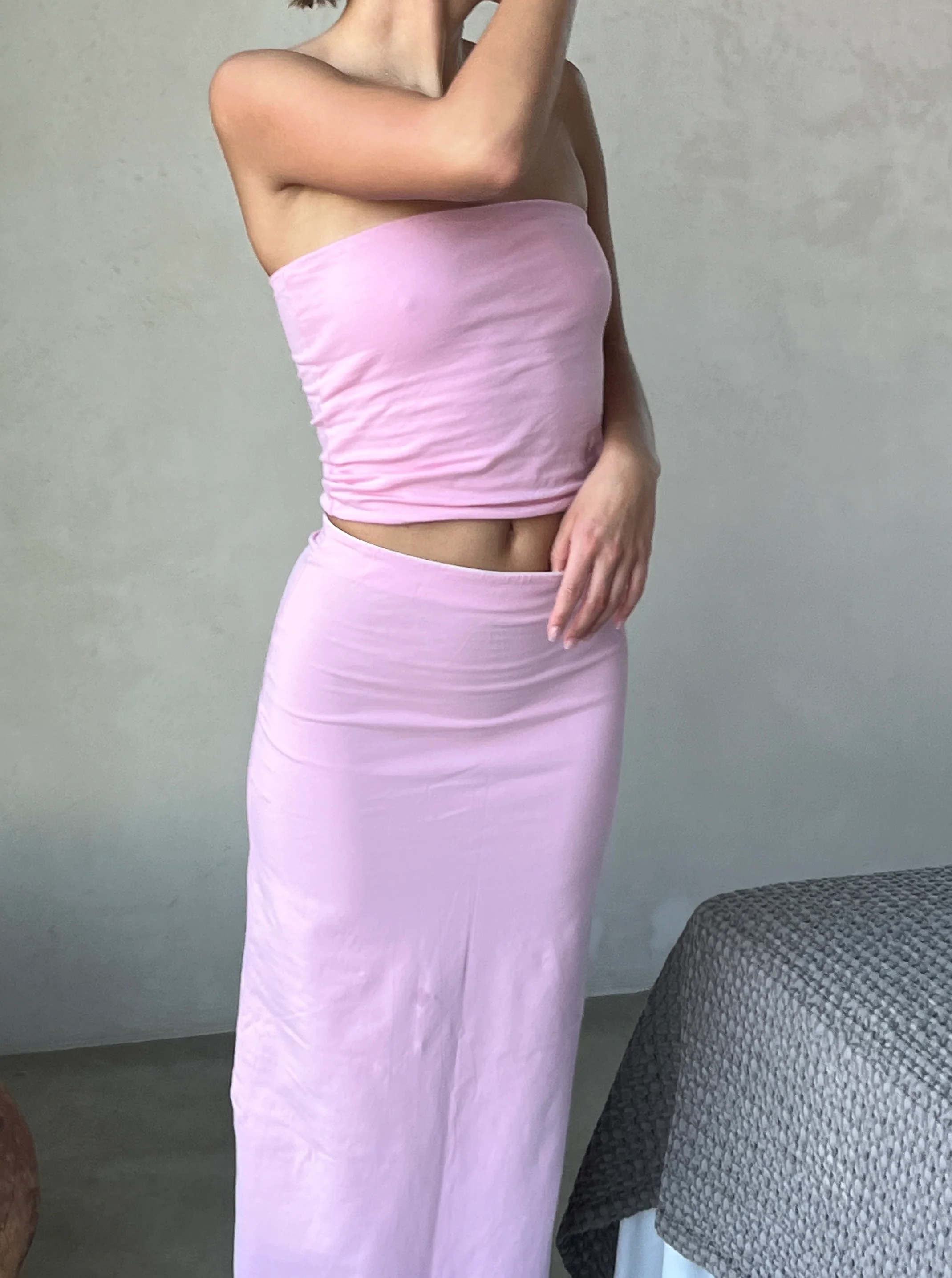 tube top double layer pink - Image 5