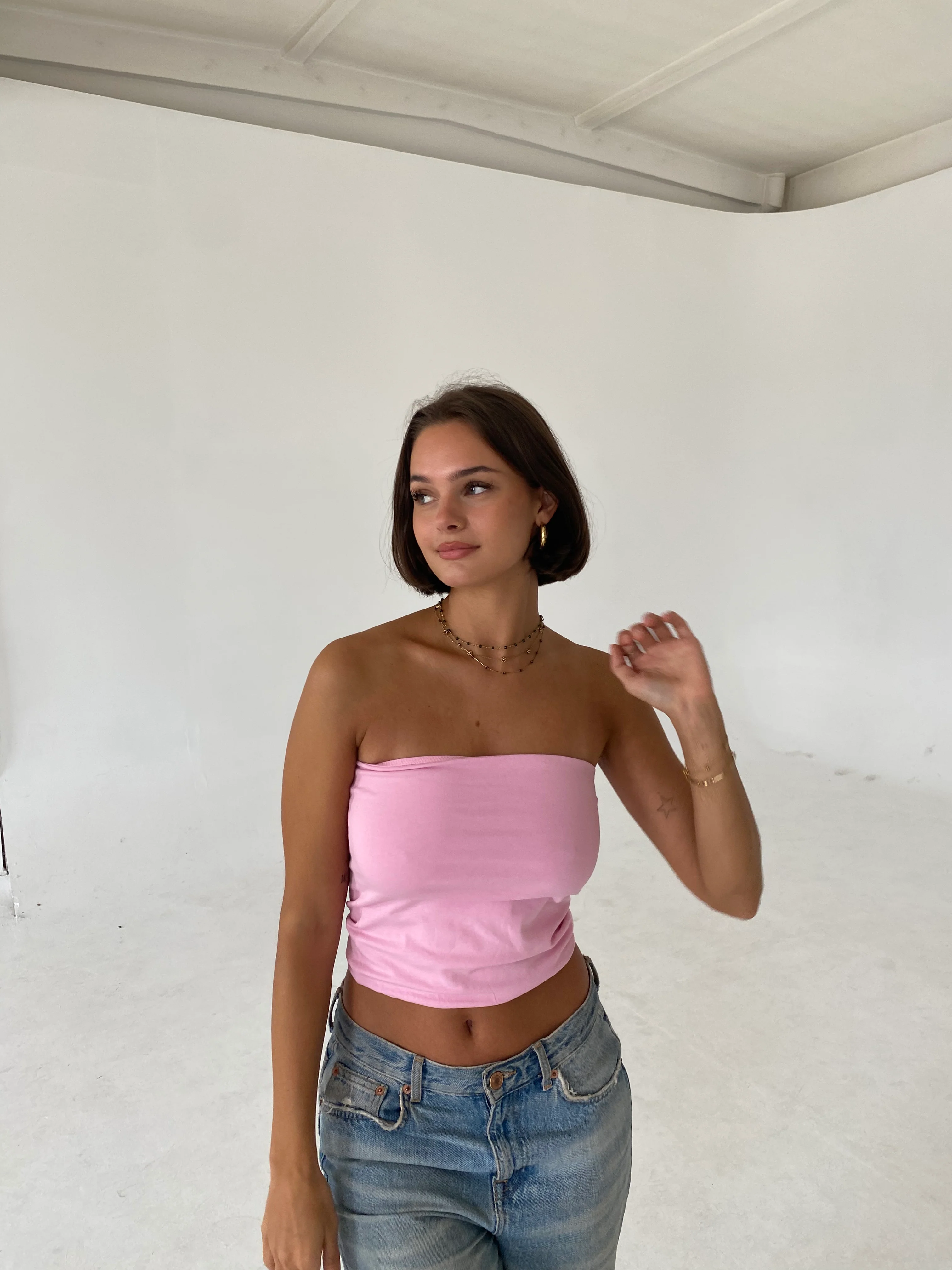tube top double layer pink - Image 7