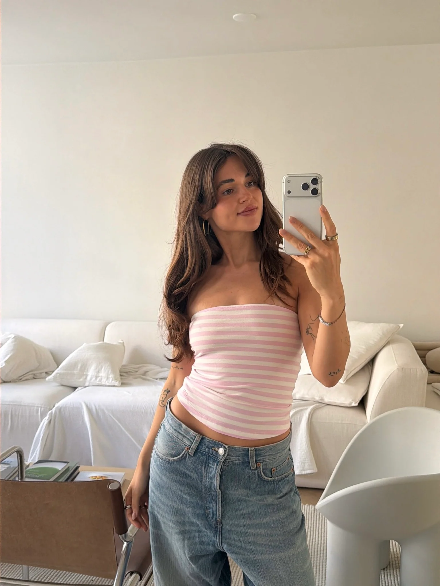 tube top white pink stripes - Image 5